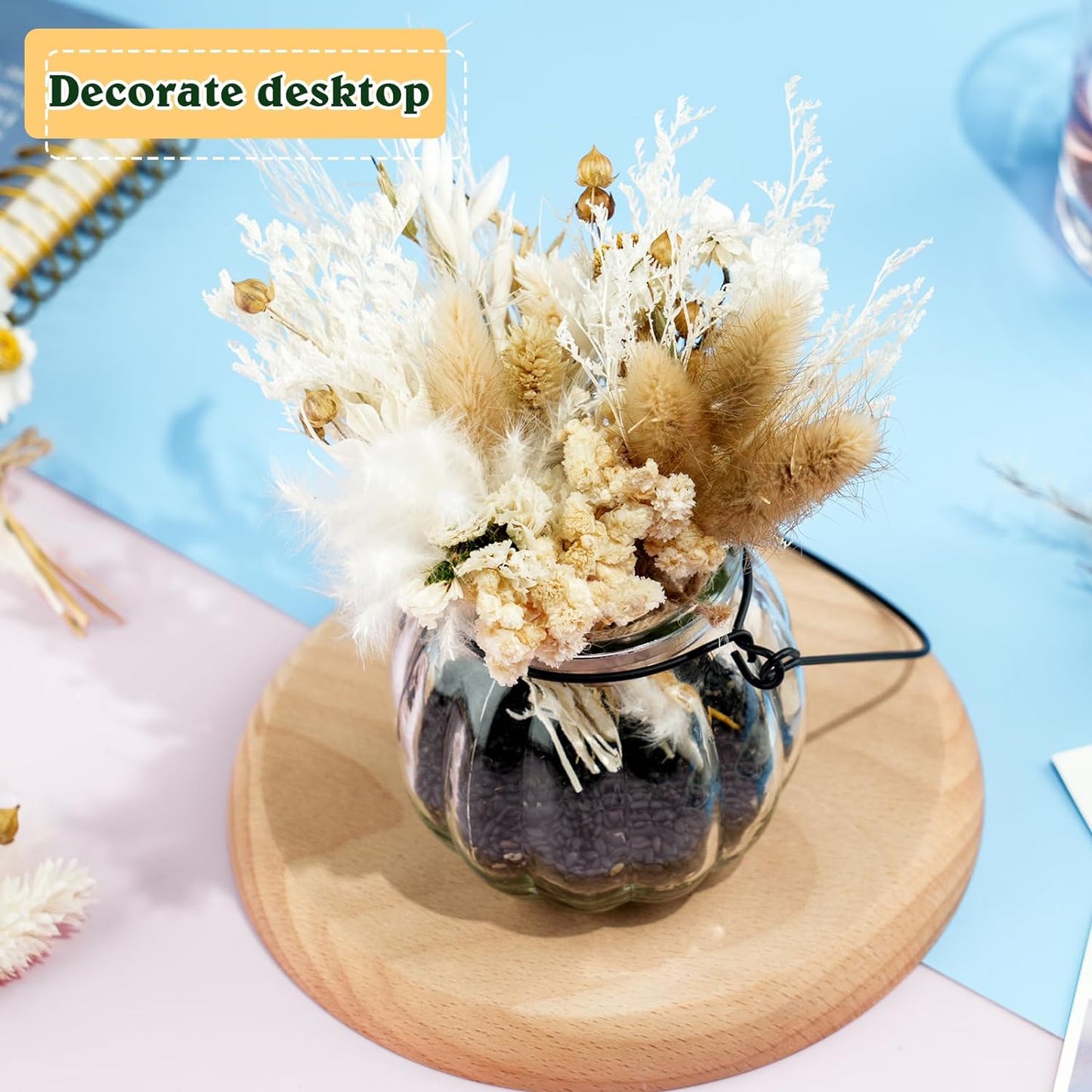 Dried Flower Bouquet Mini Pampas Grass for Crafts Small Dried / Boho Style / Natural / Set of 12