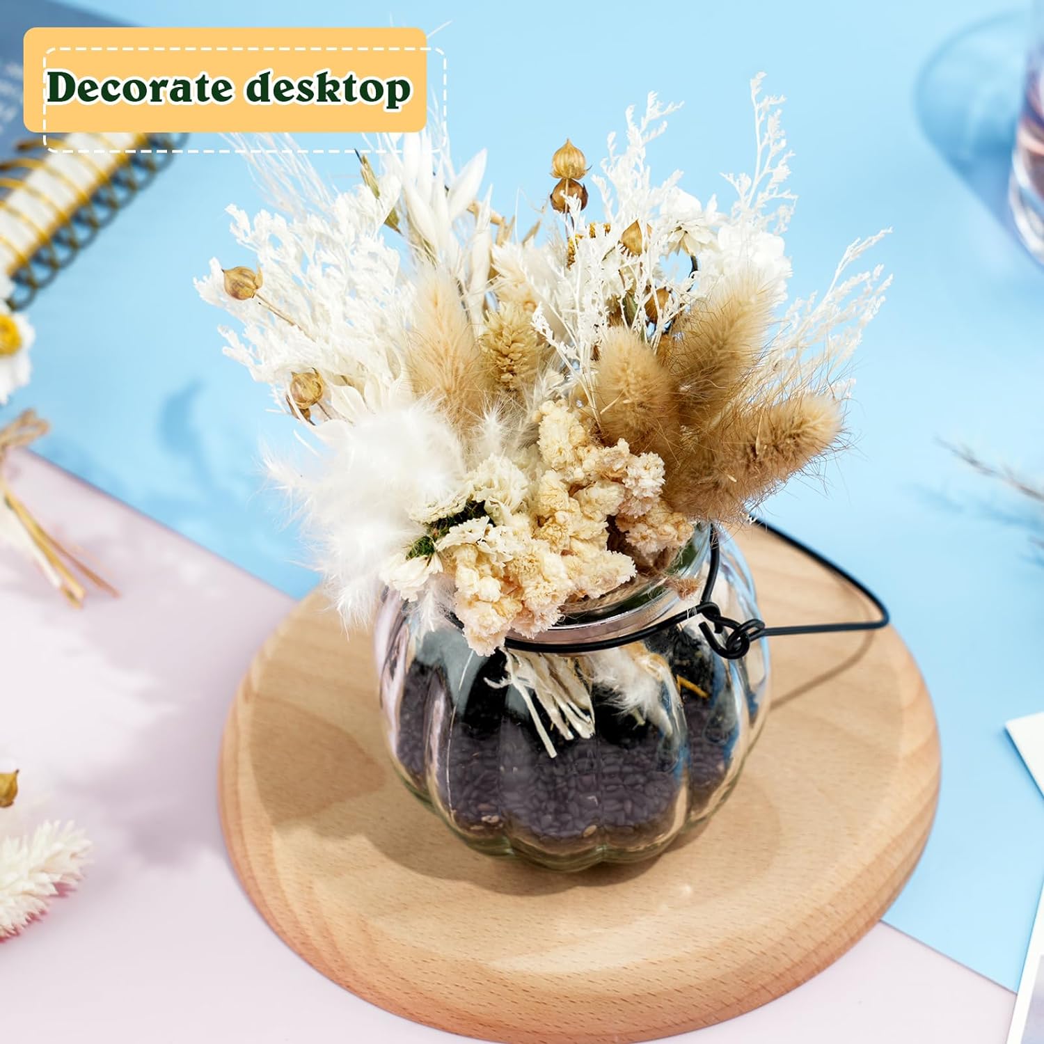 Dried Flower Bouquet Mini Pampas Grass for Crafts Small Dried / Boho Style / Natural / Set of 12