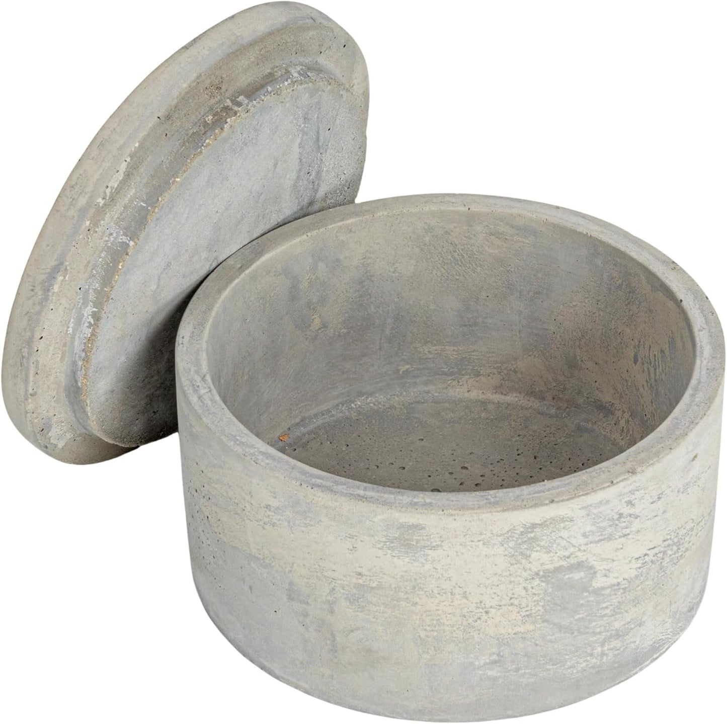 A75500081 Round Decorative Cement Lids Boxes / Small / Industrial / Grey / Set of 2