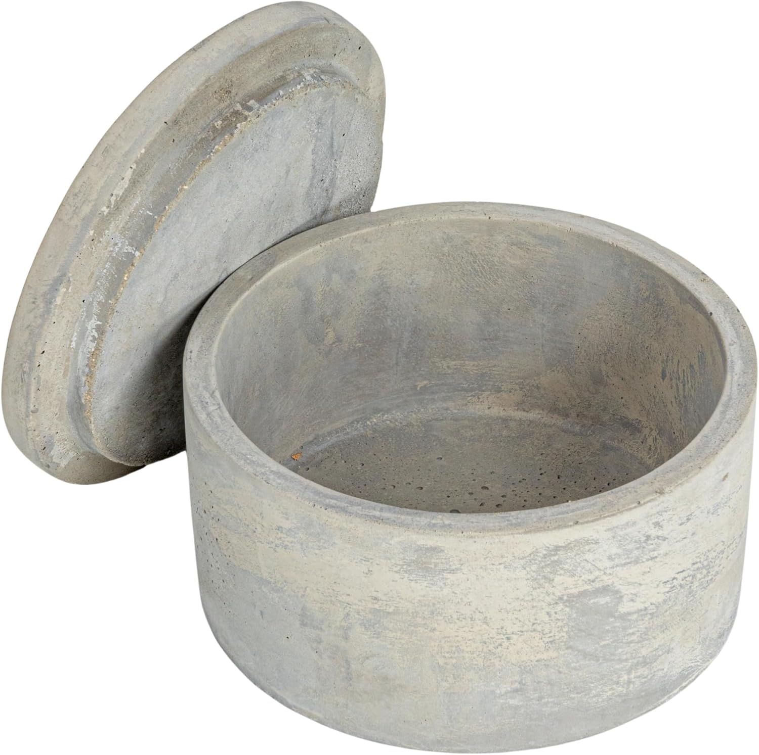 A75500081 Round Decorative Cement Lids Boxes / Small / Industrial / Grey / Set of 2