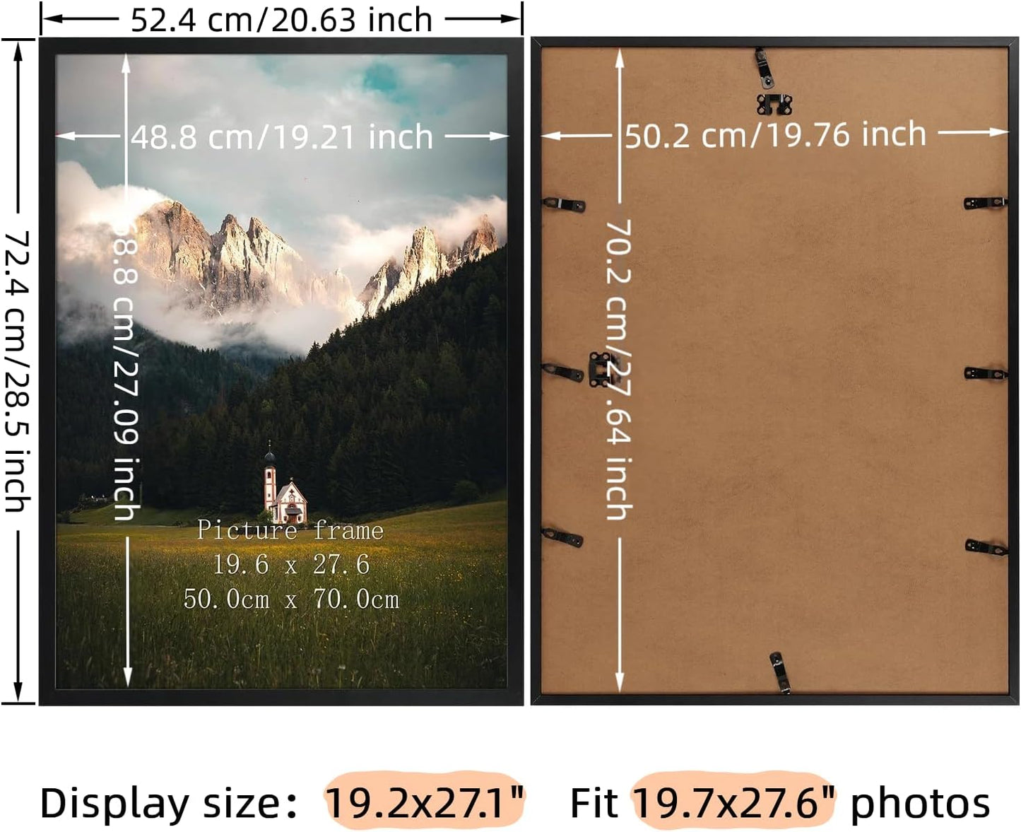 Giftgarden 19.7x27.6 Puzzle Frame Black, 50x70cm Picture Frame for 1000 Pieces Puzzles Wall Display, Single