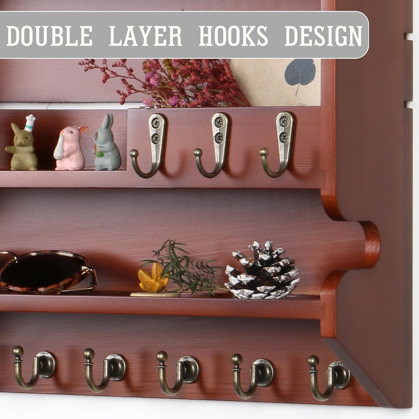 Handcrafted Solid Pine Wood Key Holder / Auburn