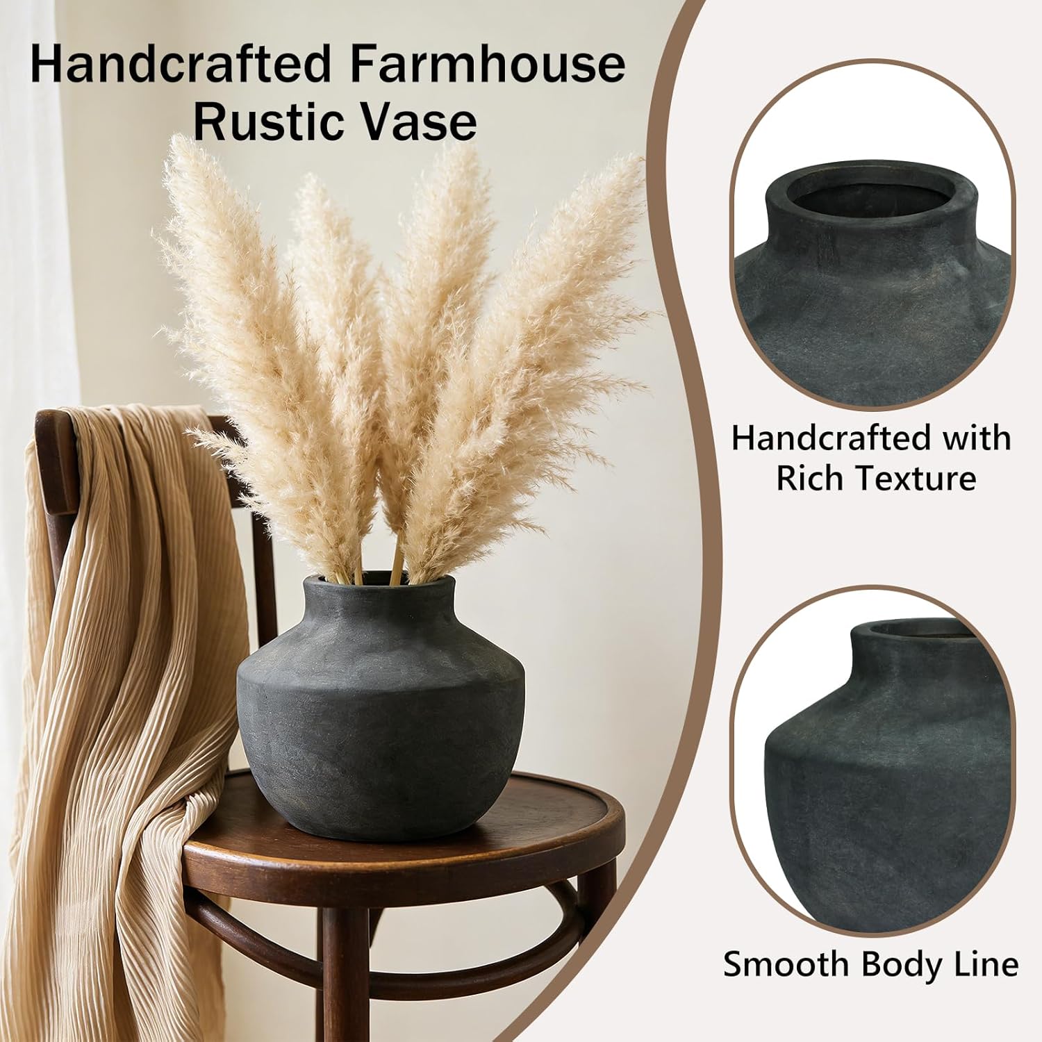 Ceramic Decorative Flower Vase / 5.5"h-black / 5.5 Inch