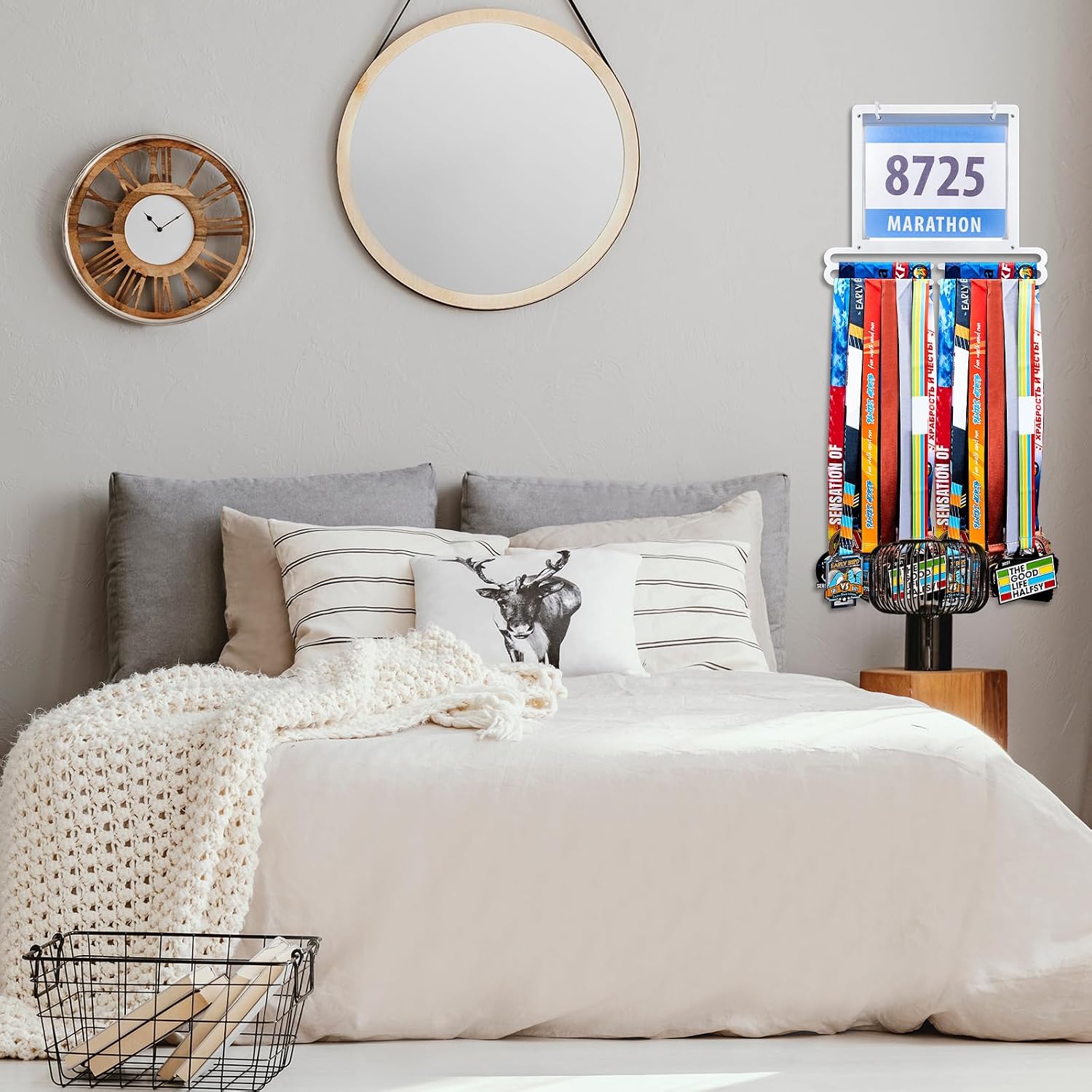 Race Medal and Bib Display Medal Hanger Running Bib Holder Wall Mounted Hanging Rack Stands Gifts for Runners