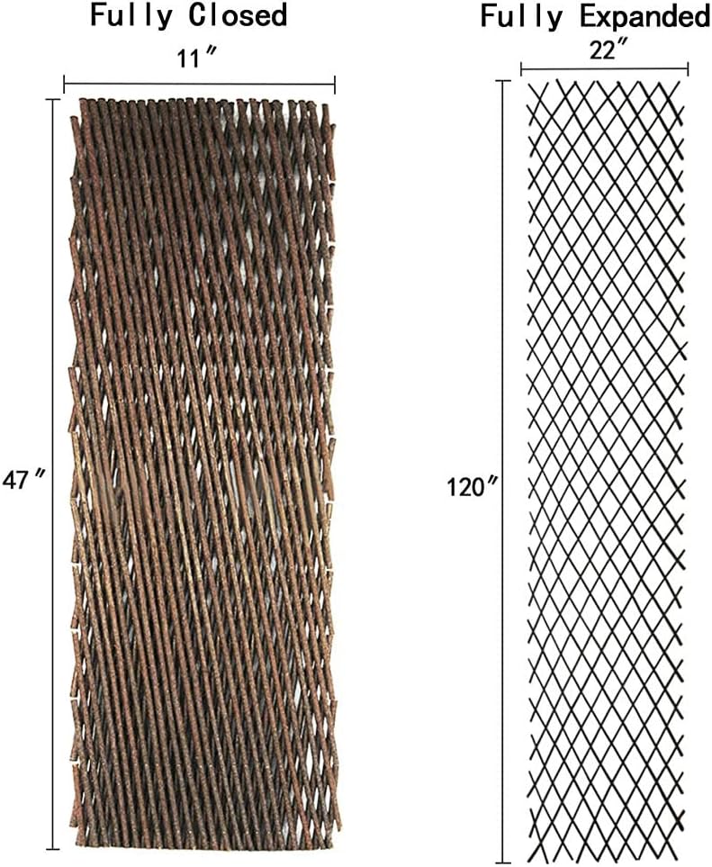 Natural Lattice Willow Trellis Fence for Climbing Plants,Expandable Garden Fence Wall Panel, Outdoor Decorative Wood