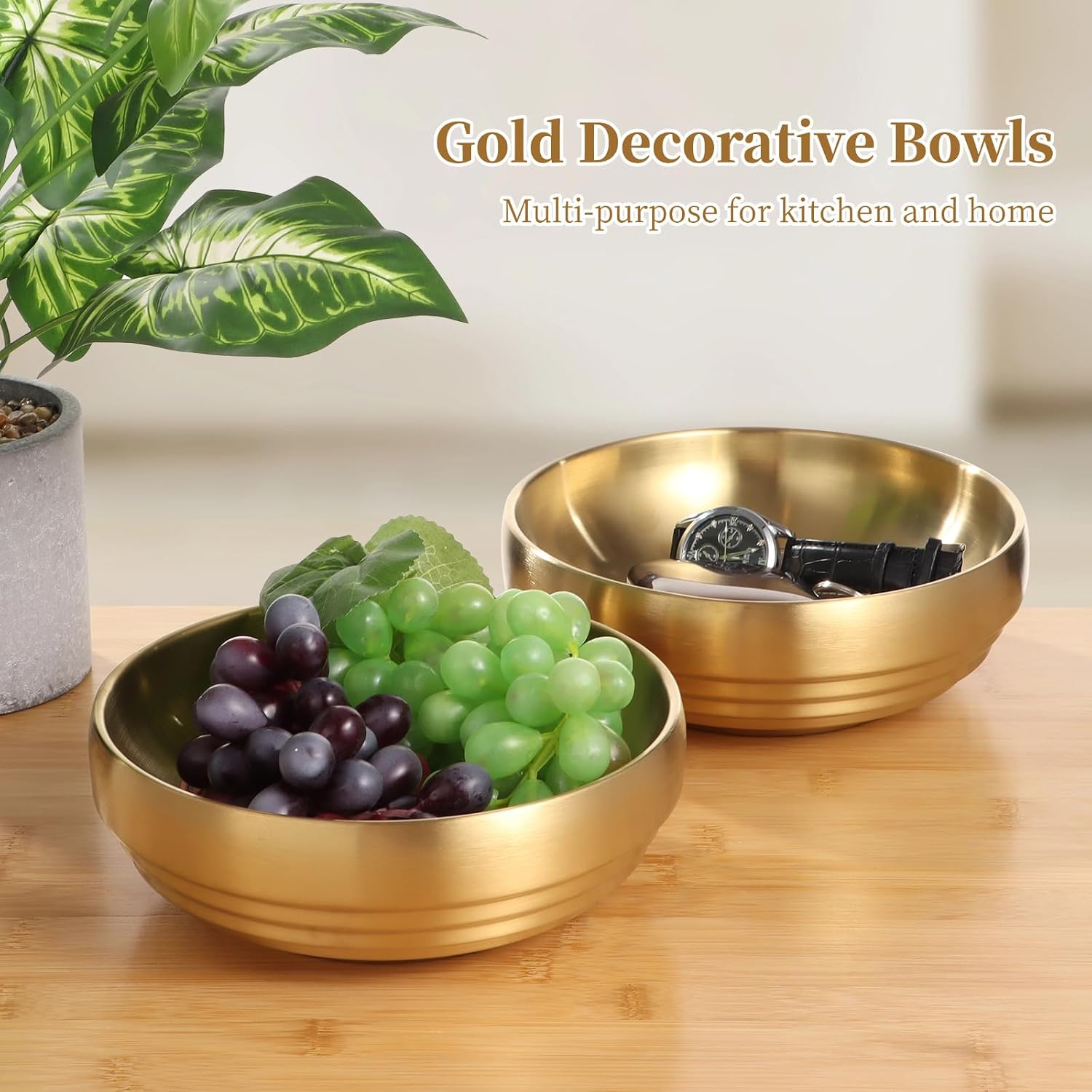 Stainless Steel Serving Bowl / Gold / 7.2 Inch / Set of 2