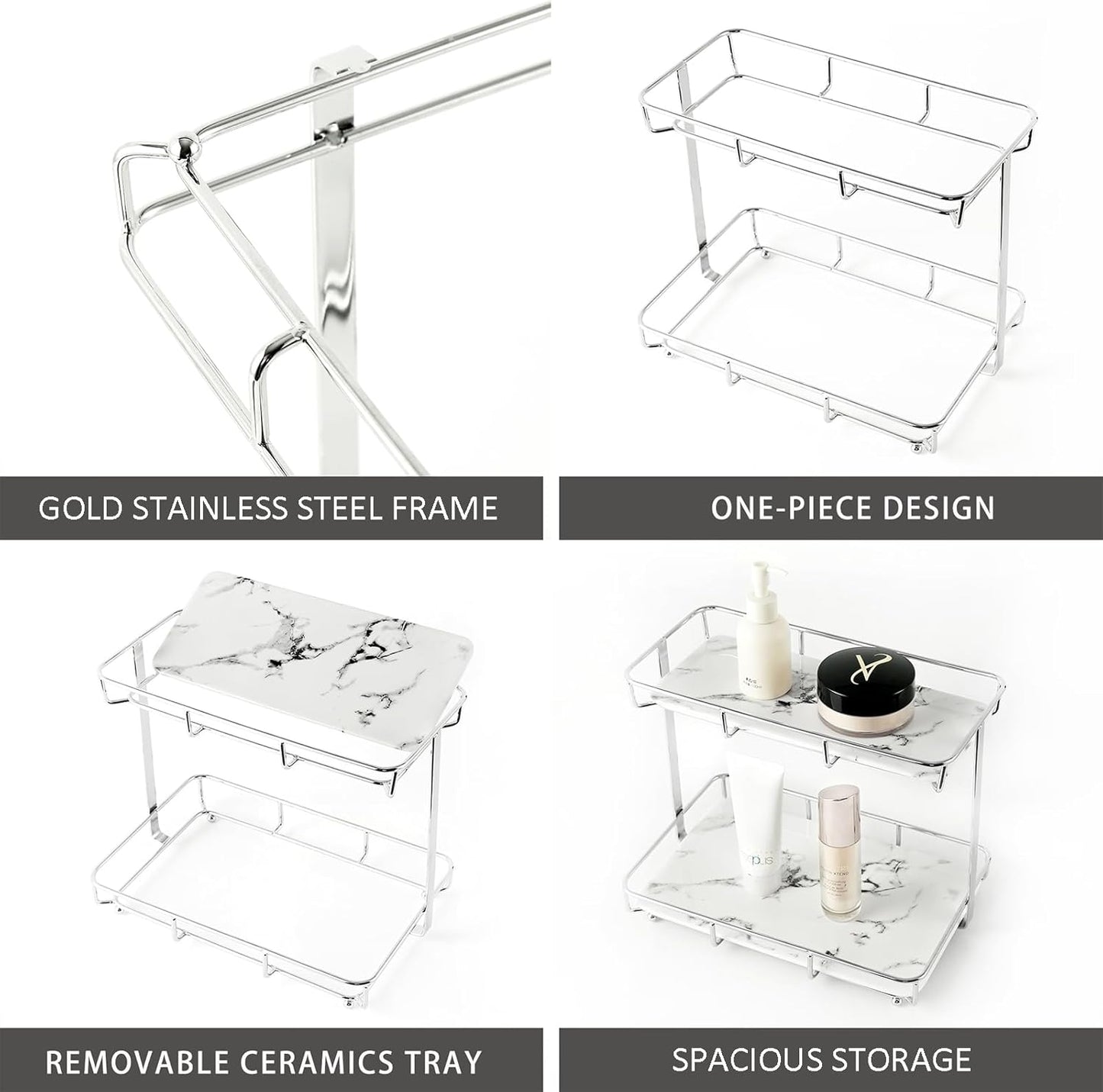 Bathroom Organizer Countertop Perfume Organizer Makeup Organizer Cosmetics Storage / 2 Tier L-sliver