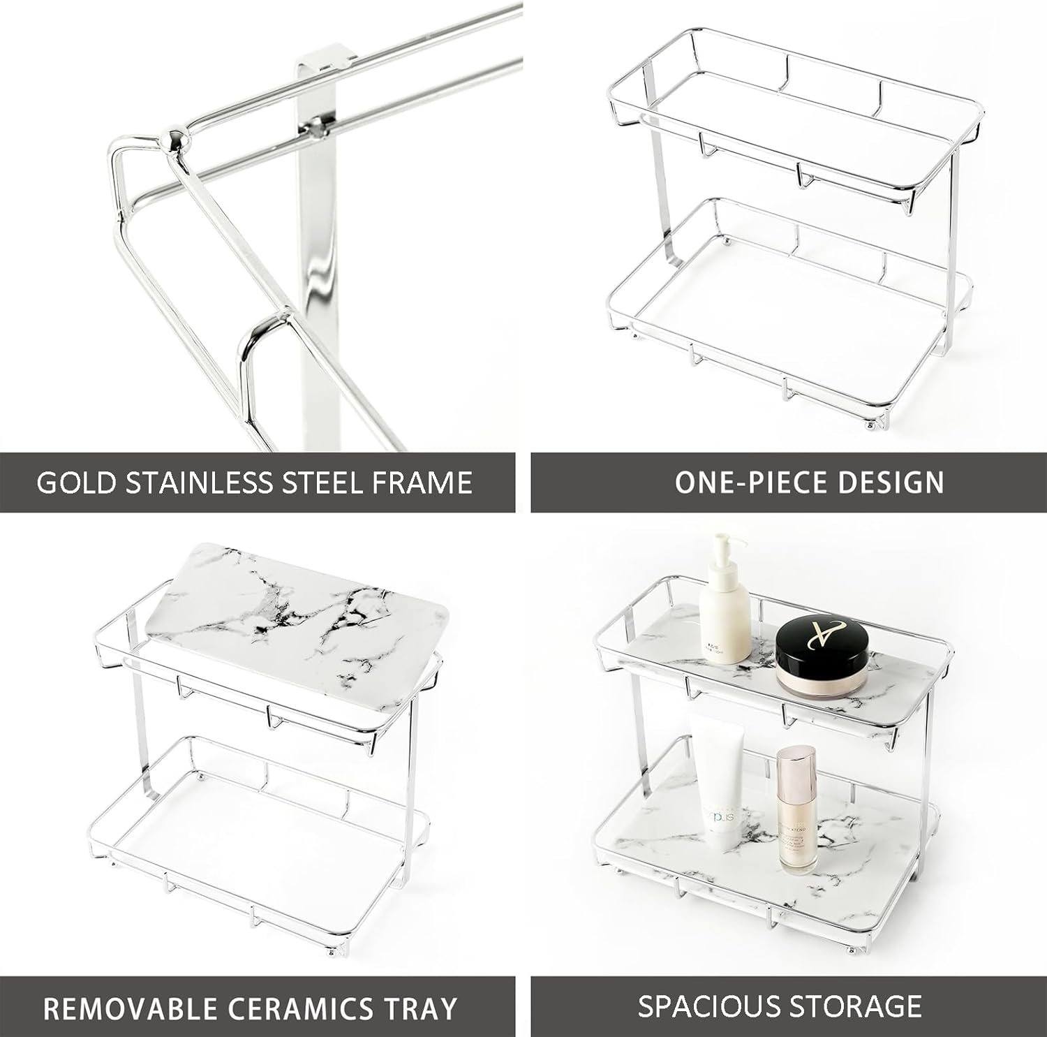 Bathroom Organizer Countertop Perfume Organizer Makeup Organizer Cosmetics Storage / 2 Tier L-sliver