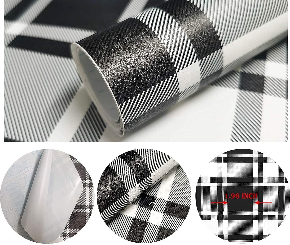 Black and White Peel and Stick Wallpaper Trellis Removable Contact Paper / 17.7 x 197 / Black/white
