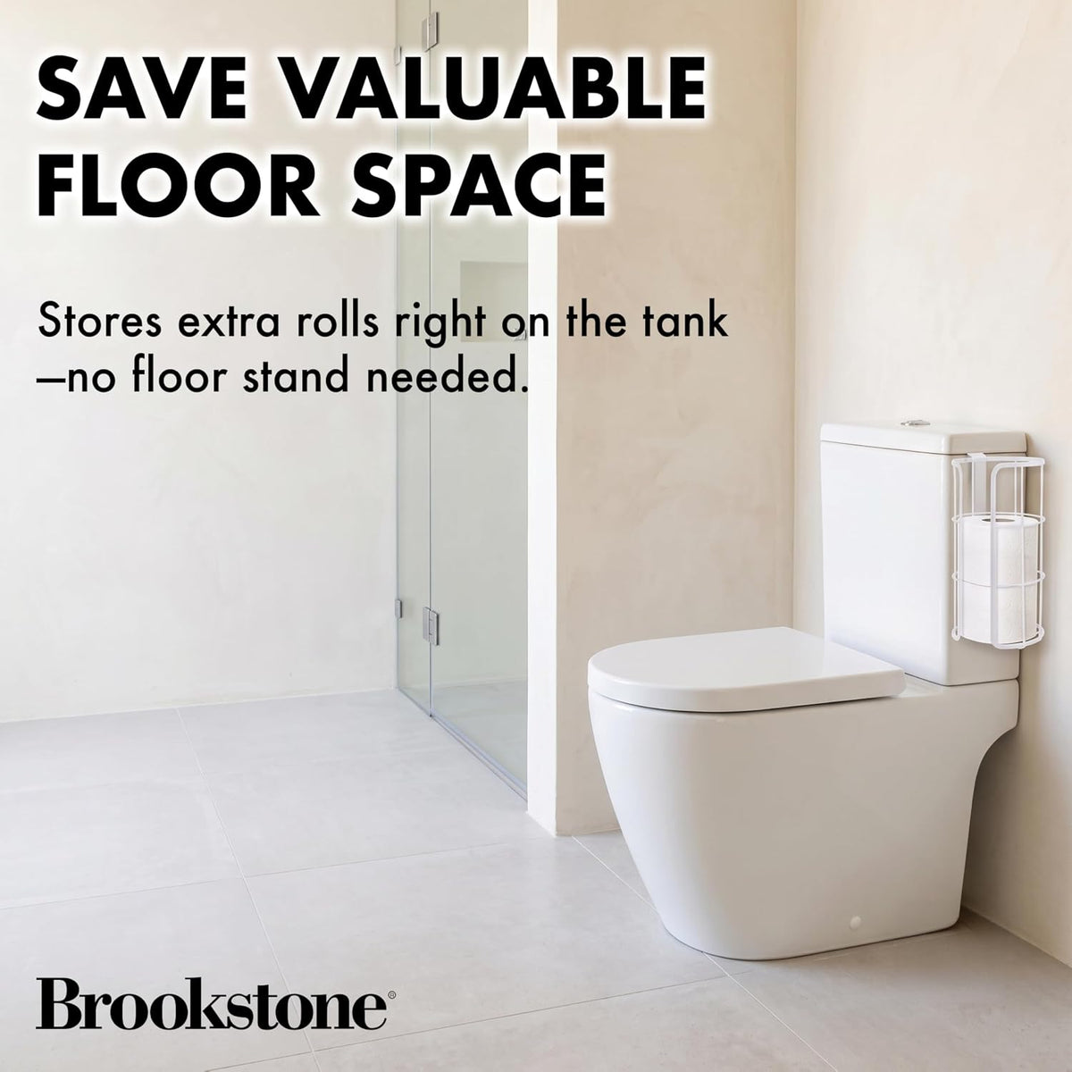 BROOKSTONE Over the Toilet Paper Holder Reserve - Toilet Paper Holder with Storage, Bathroom Toilet Paper Organizer