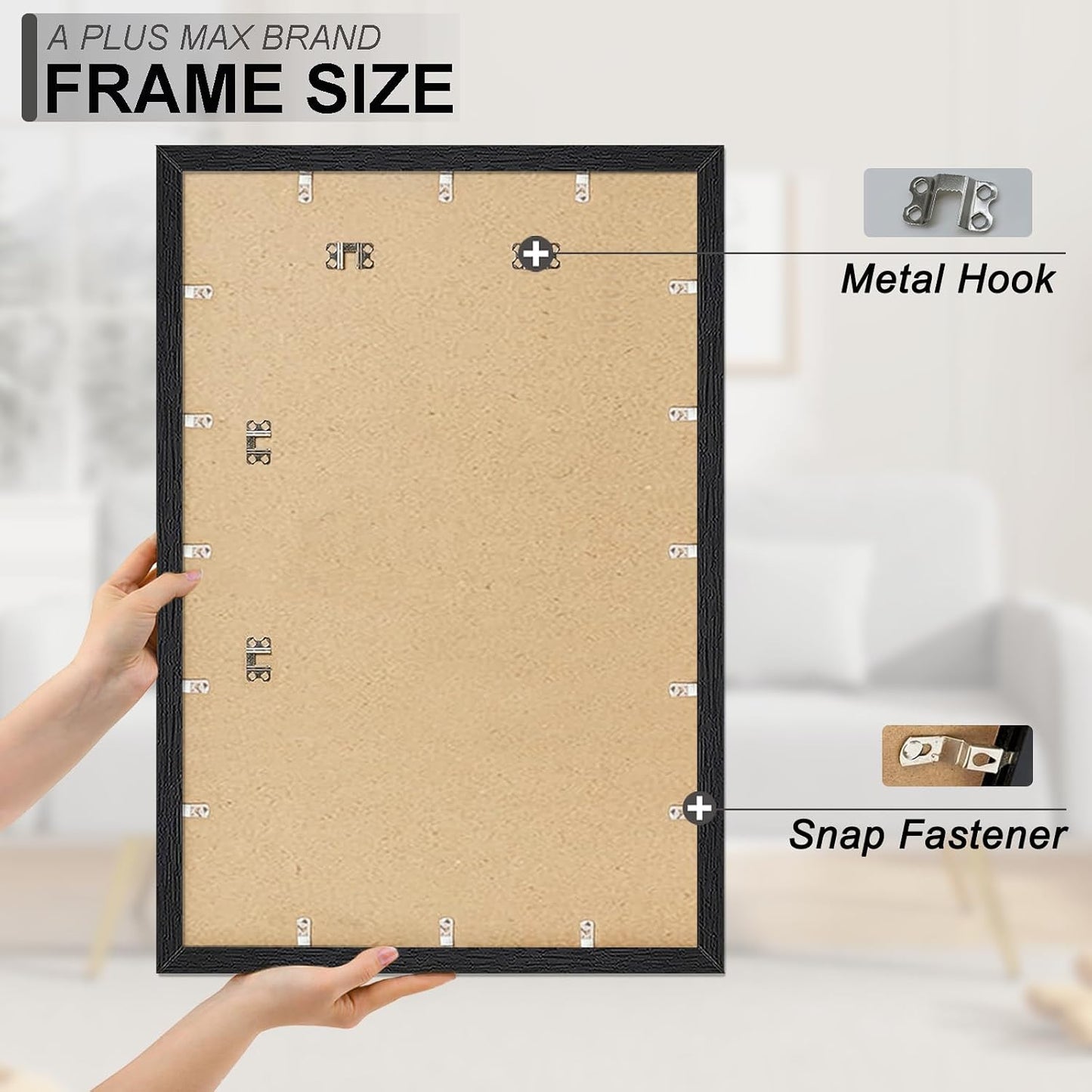 A PLUS MAX 22x30 Picture Frame Set of 2 Black Light Weight Wall Mount | 22 x 30 Inch Black Wood-grain Engineered Wood