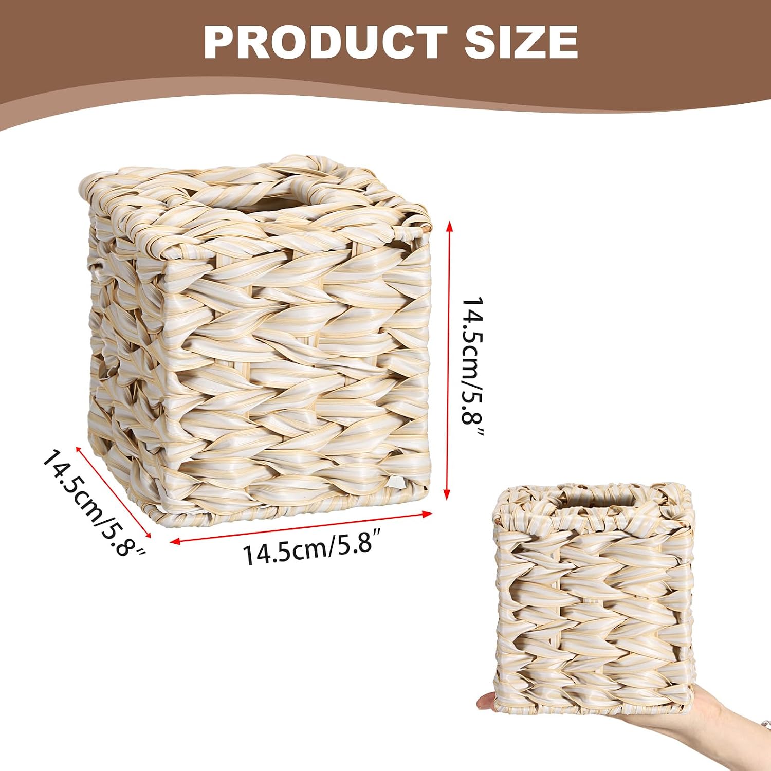 Wicker Tissue Box Cover / Yellow