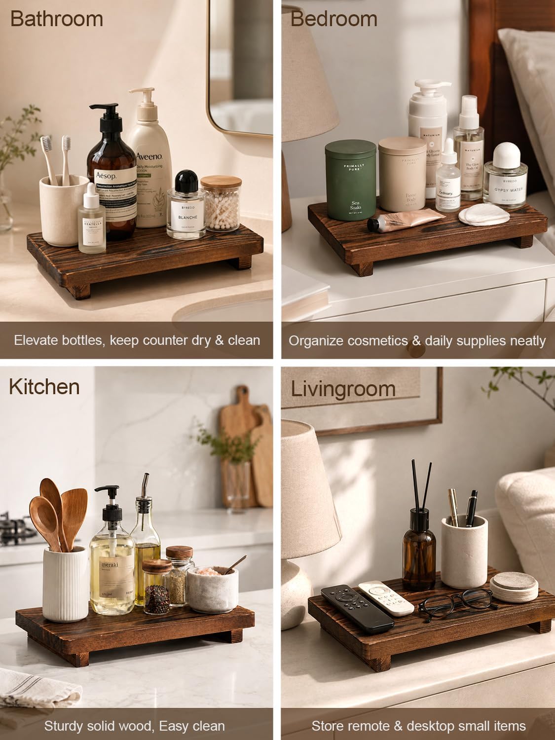 Rustic Wood Pedestal Stand / 12 x 7