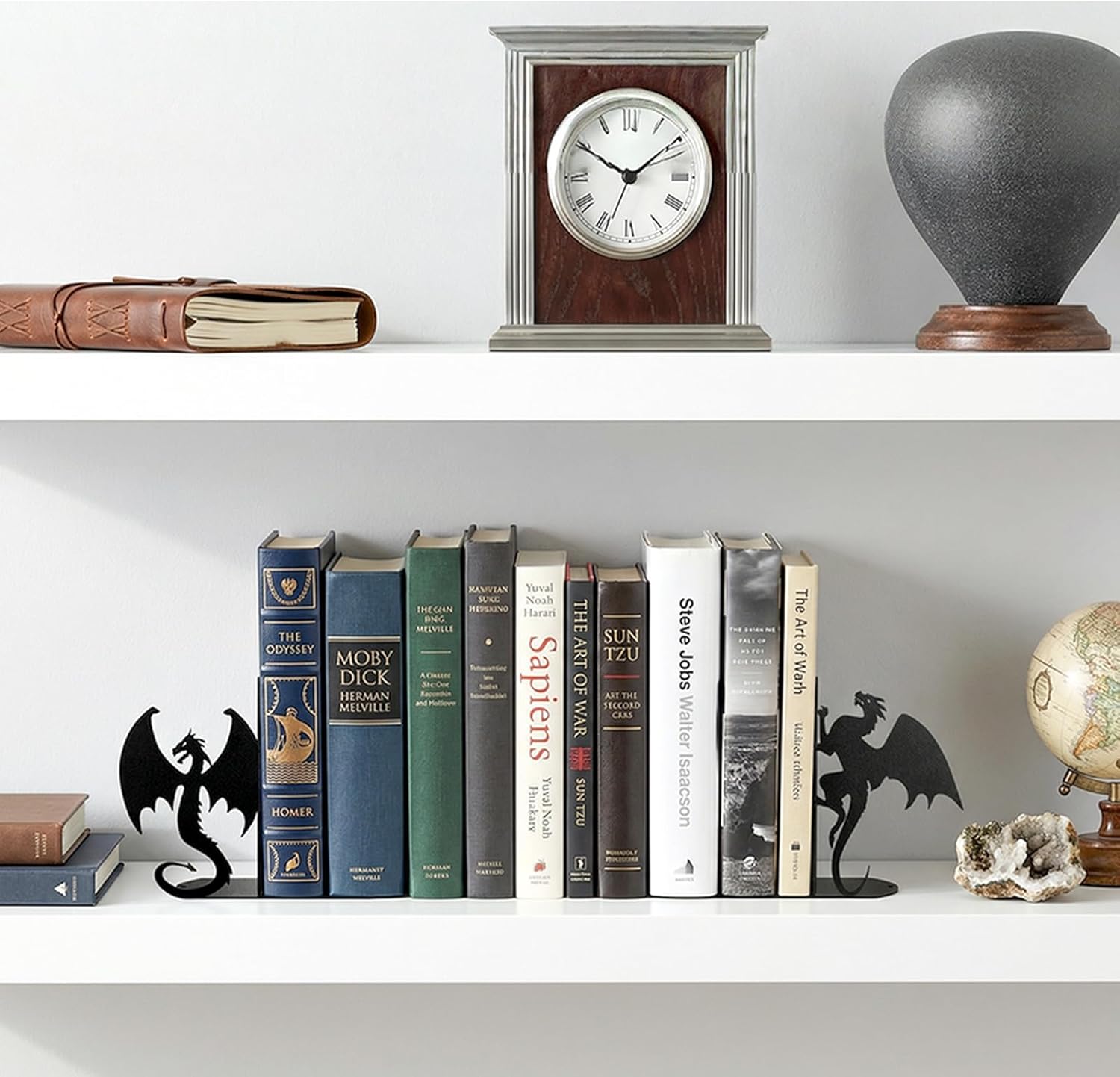 Dragon Bookends Decorative Metal Book Ends / Black Dragon