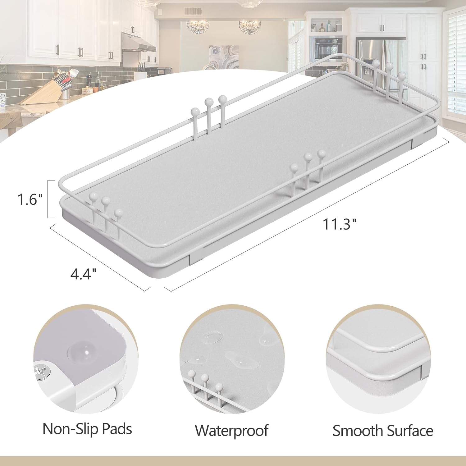 Kitchen Tray for Salt Spice / 11.3 x 4.4 x 1.6 / White + White
