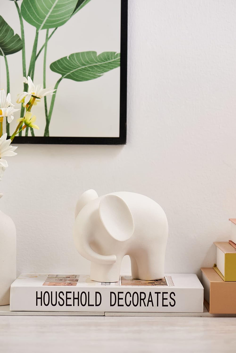 Modern Simple Ceramic White Elephant Living Room Home Office Decoration / Small White Elephant