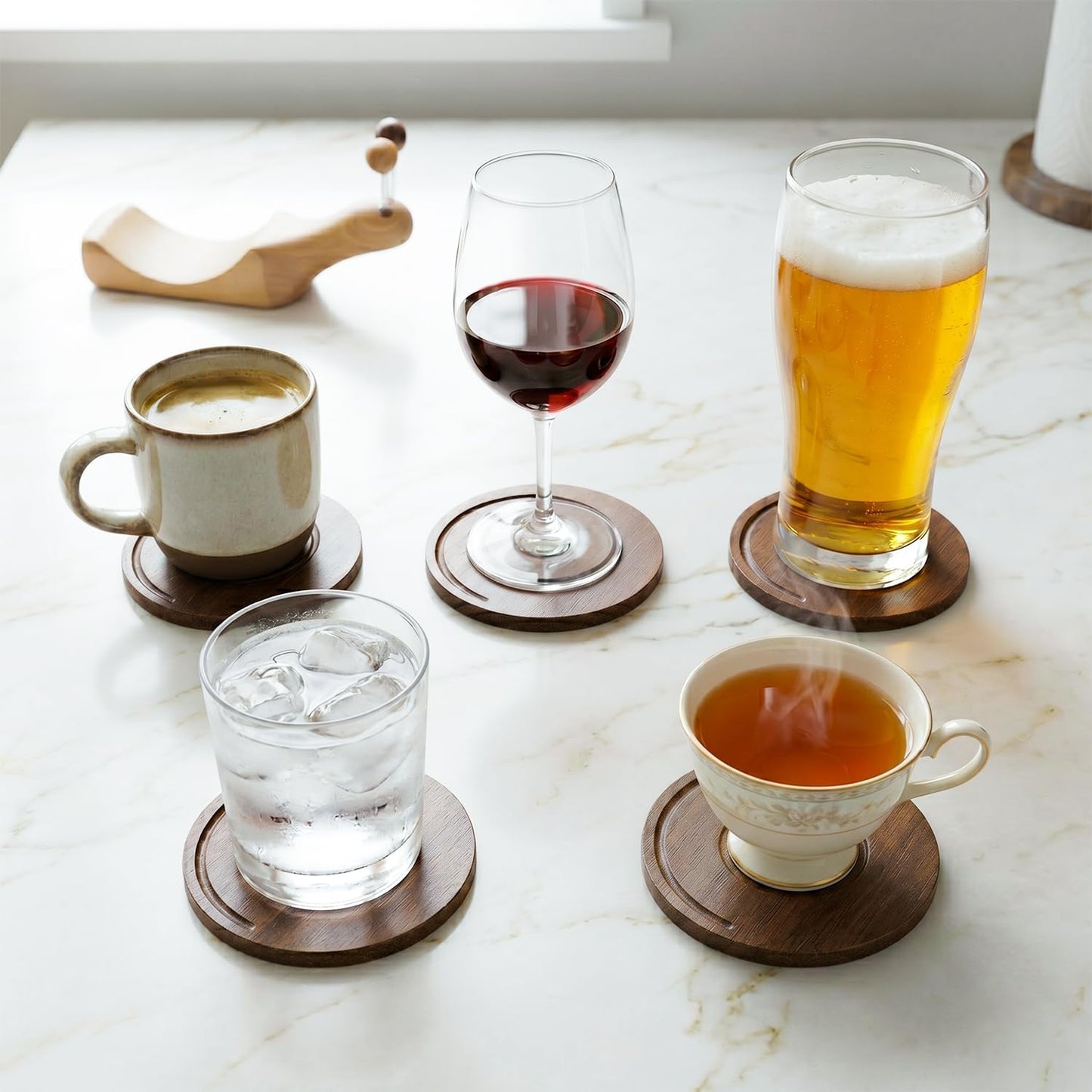 Magnetic & Holder / Snail Wooden Coaster Set