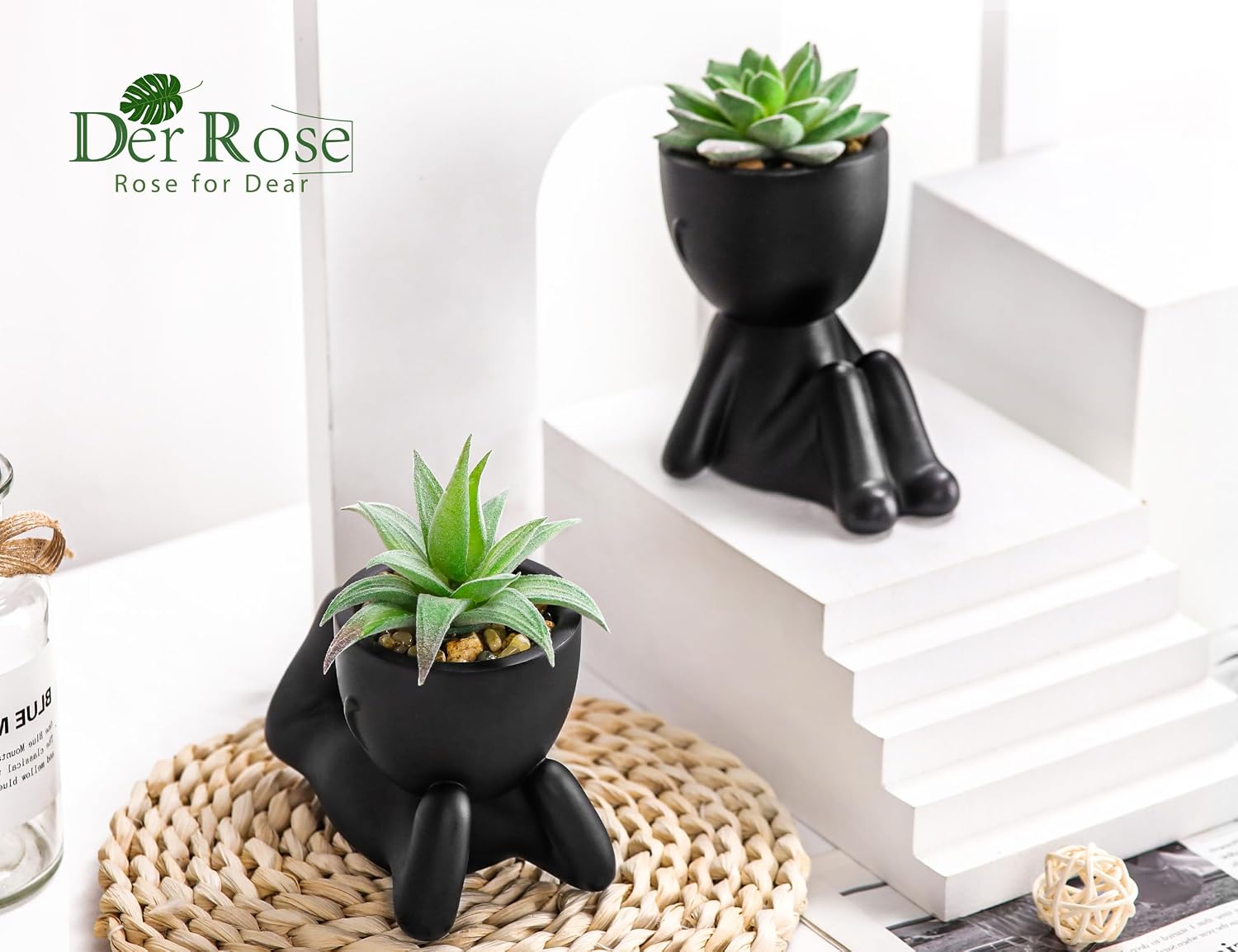 Fake Plants Artificial Succulent Plants / Black / Set of 2