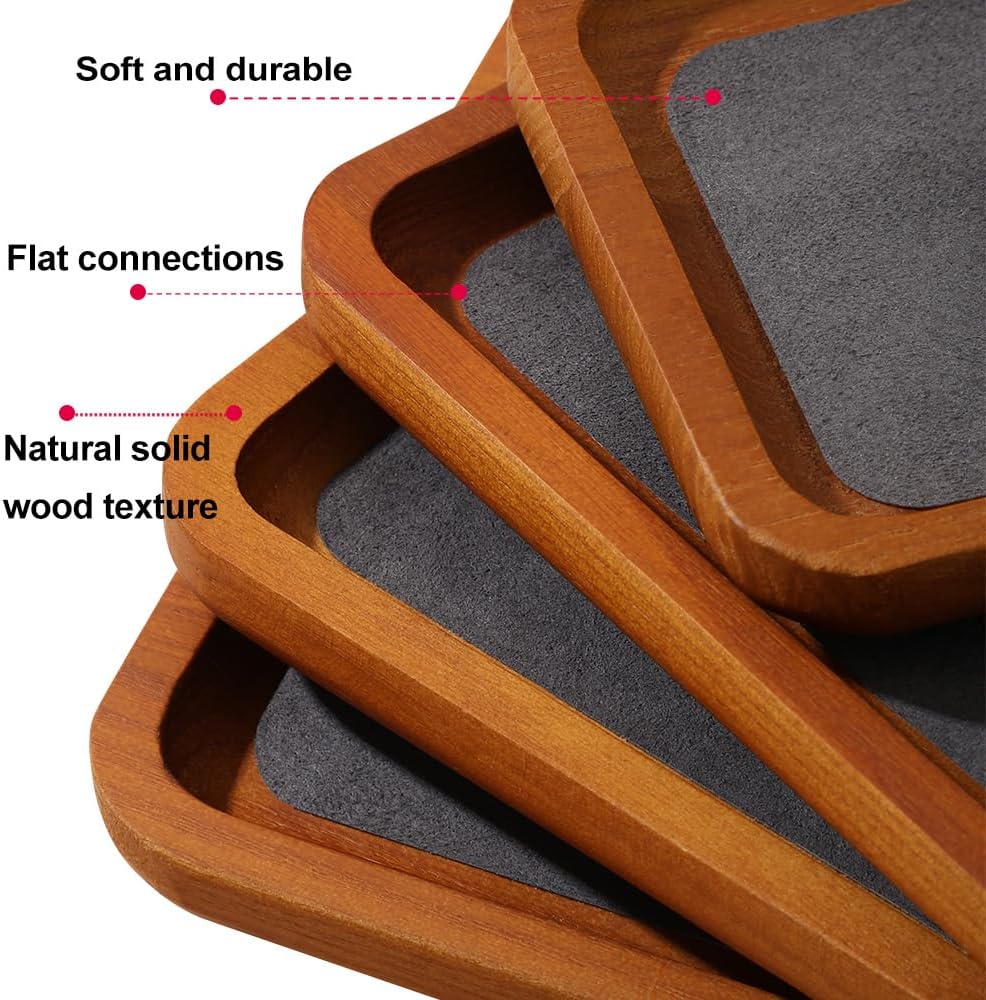 Wooden Jewelry Display Tray Rounded Rectangle Ring Showcase / Gray / Large-w 7'' x H 0.6'' x L 7.9