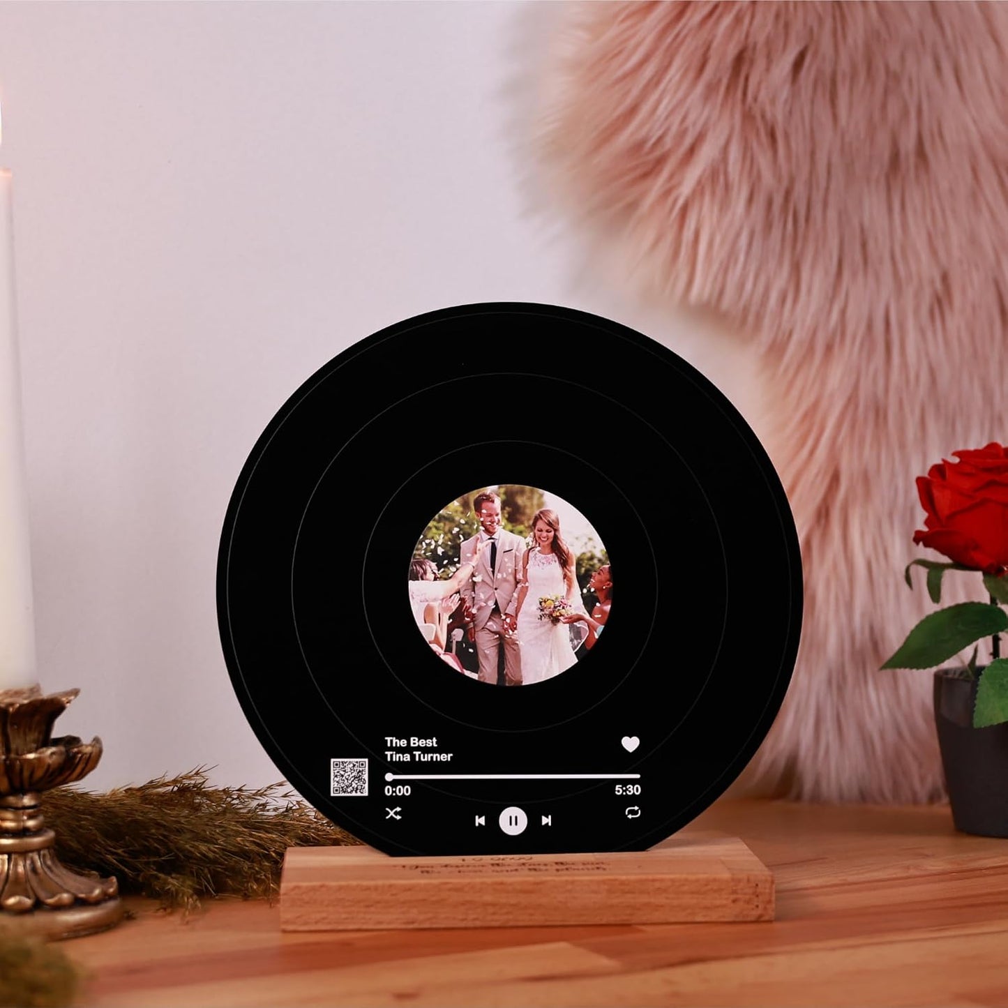 bonibom Personalized Vinyl Record with Photo - Custom Acrylic Song Plaque - Unique Gifts for Anniversary, Wedding
