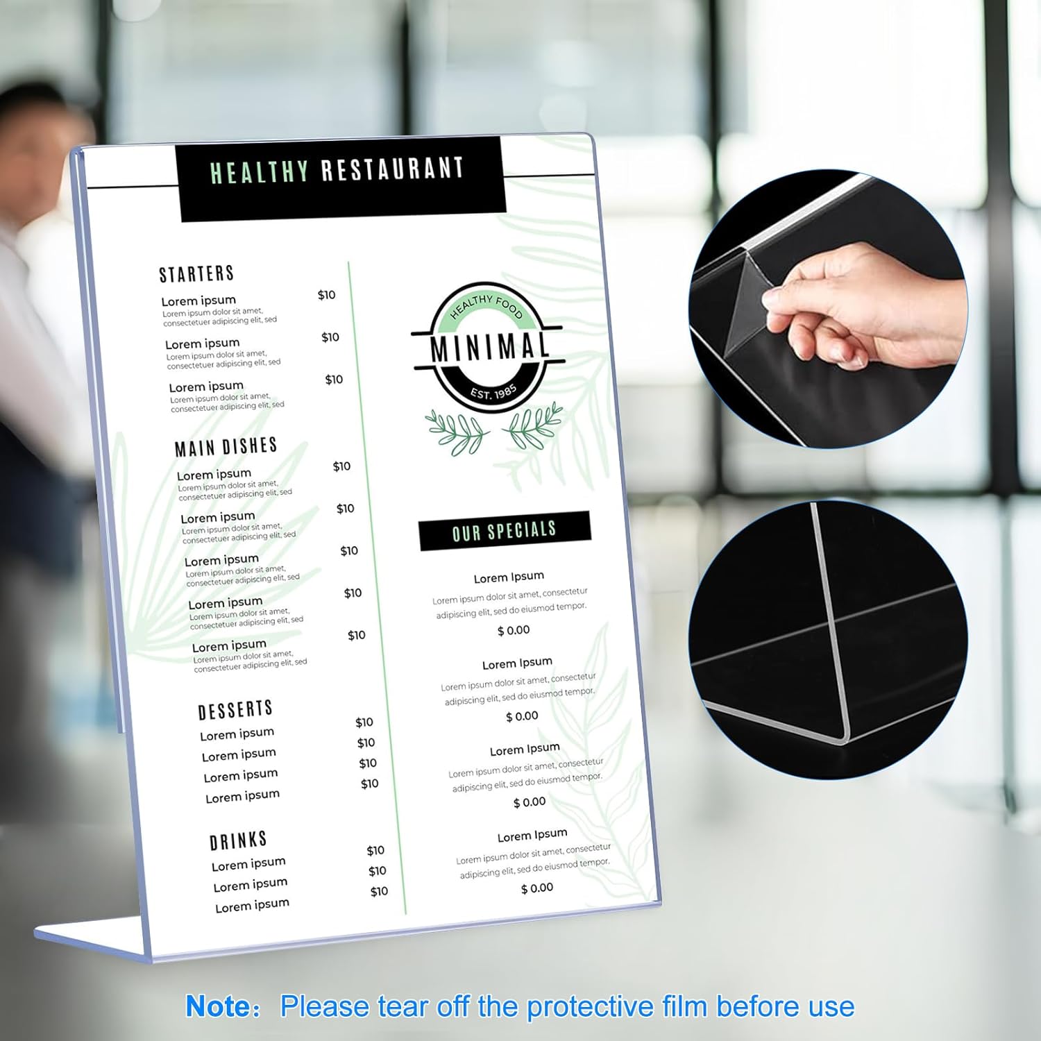 Slanted Back Acrylic Sign Holders for Business & Store / 4 x 6 / Vertical / Set of 6
