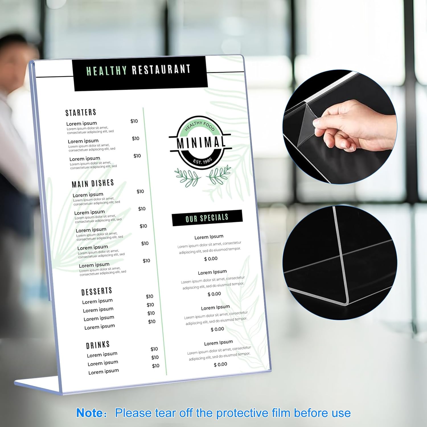Slanted Back Acrylic Sign Holders for Business & Store / 5 x 7 / Vertical / Set of 12