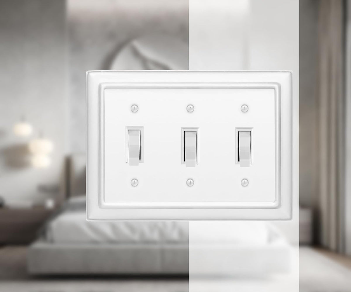 Monarch Abode 3-Gang Toggle Wall Plate, Architectural Metal Switch Wall Plate, Decorative Light Switch Cover Plate for