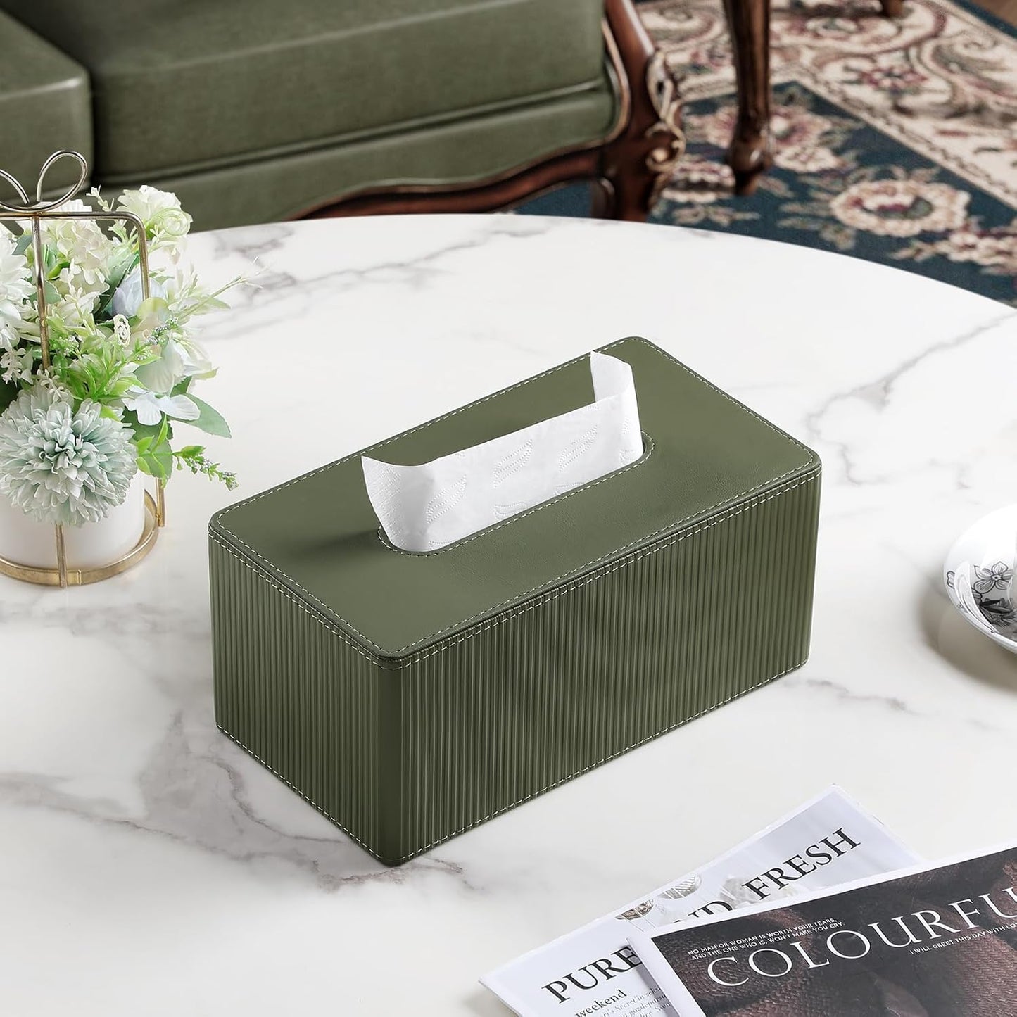 Modern Tissue Box Holder / Green