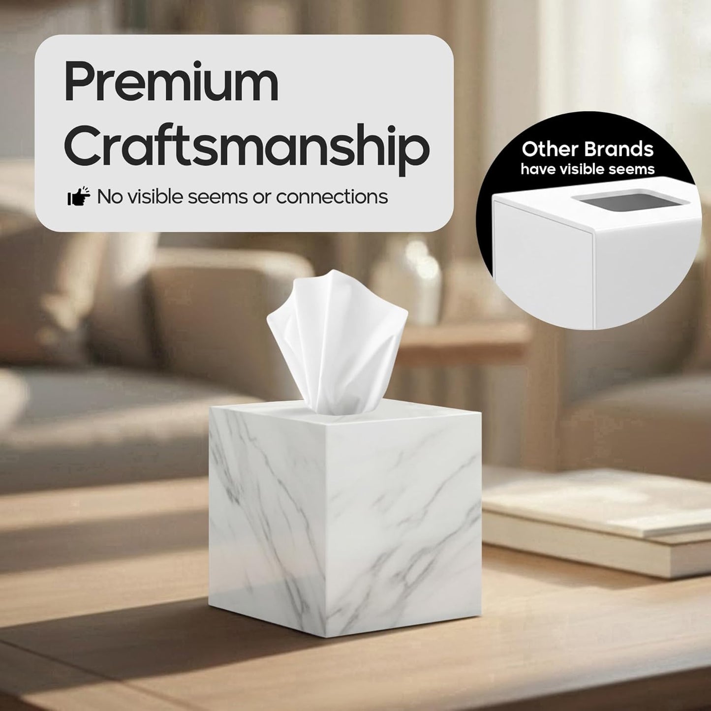 Tissue Box Cover Holder Tissue Box Holder Bathroom Vanity Nightstand Bedroom / Marble / Square