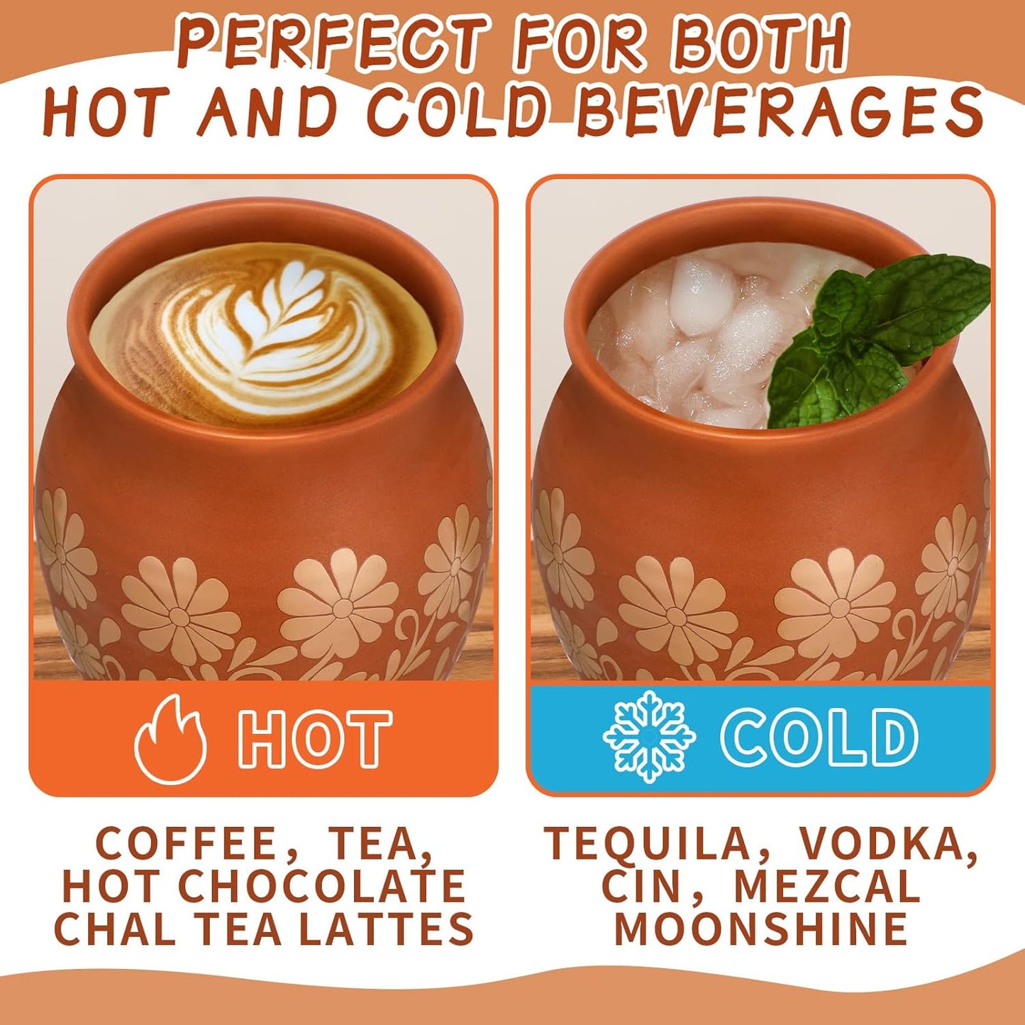 16 oz Cantaritos De Barro Mexicanos Cantaritos Shooters Terracotta Taco Tuesday Mexican / Set of 2