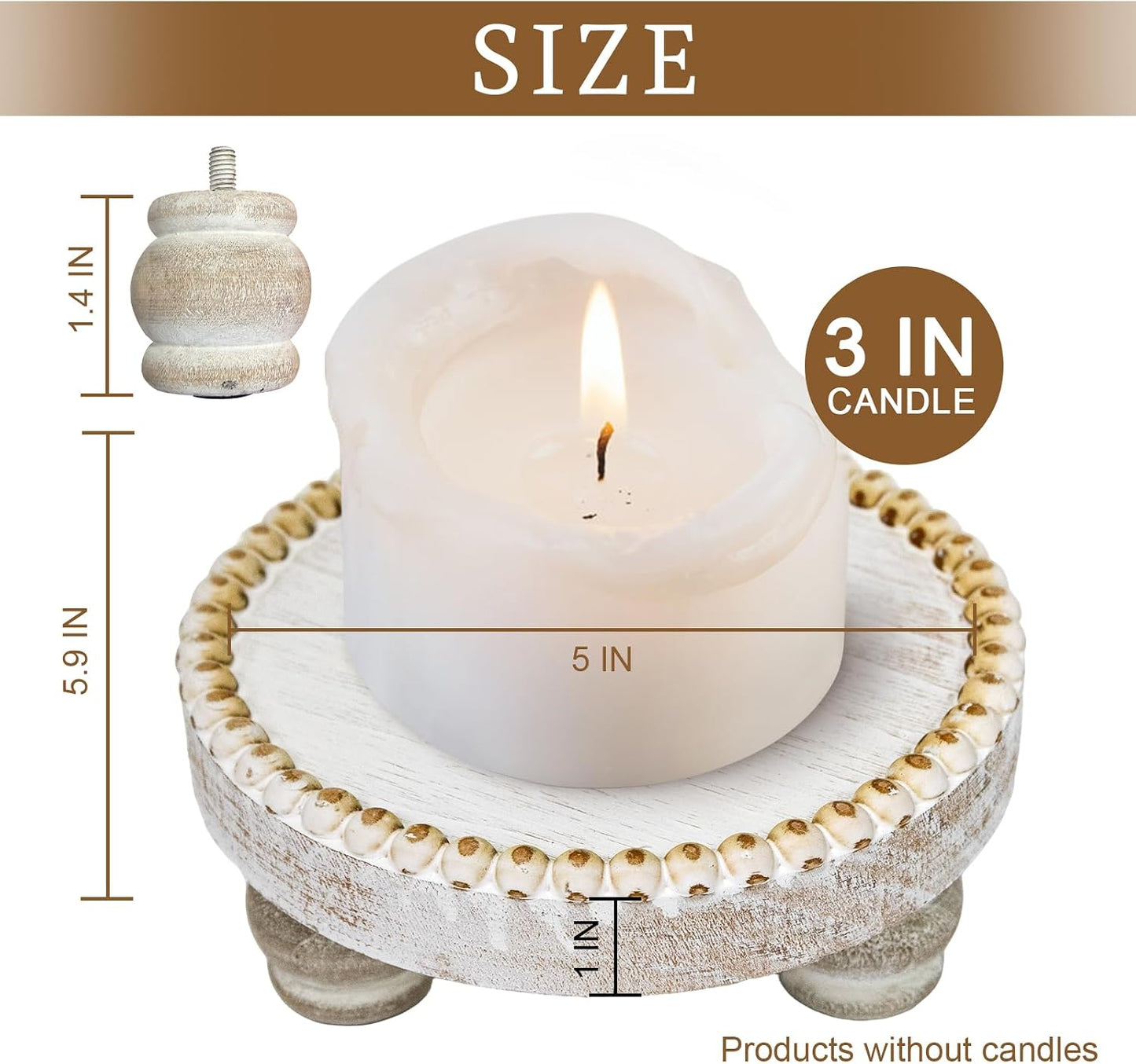 Farmhouse Candle Trays Home Decor / White / Set of 2