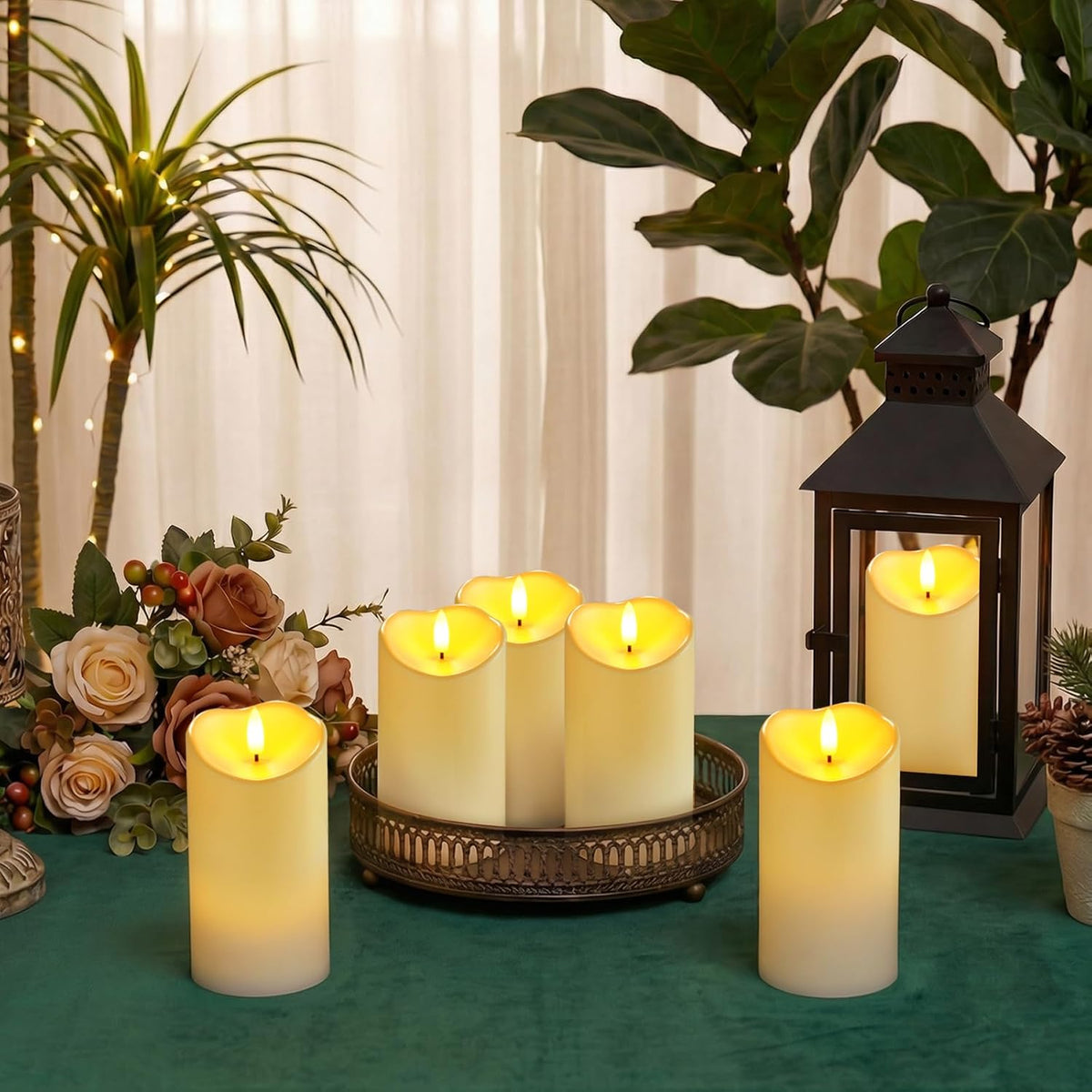 Homemory Waterproof Candles Outdoor, 6 Pack 3"x6" Flameless LED Pillar Candles with Remote & Timer, Battery Operated