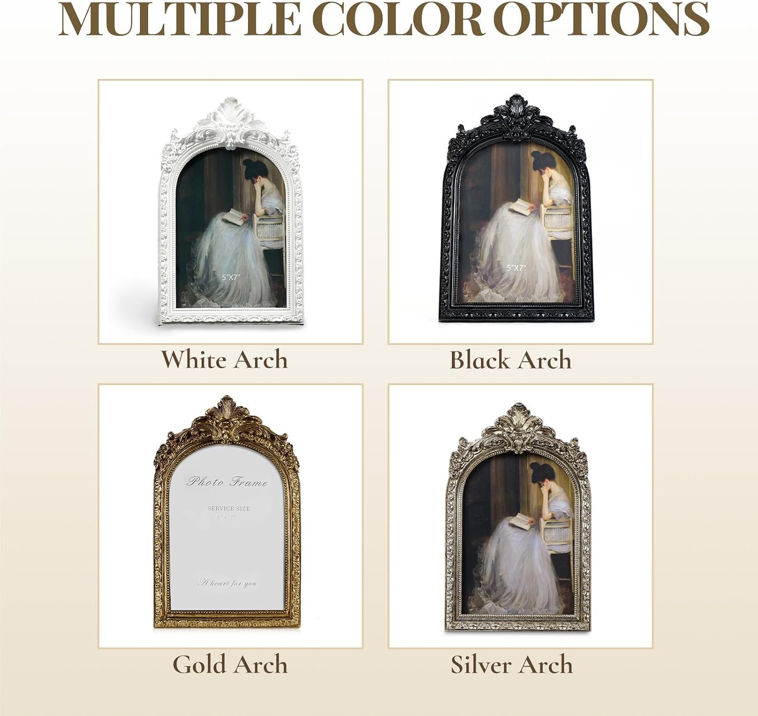 Vintage Picture Frame Arched Frames / Gold Arch / 4 x 6