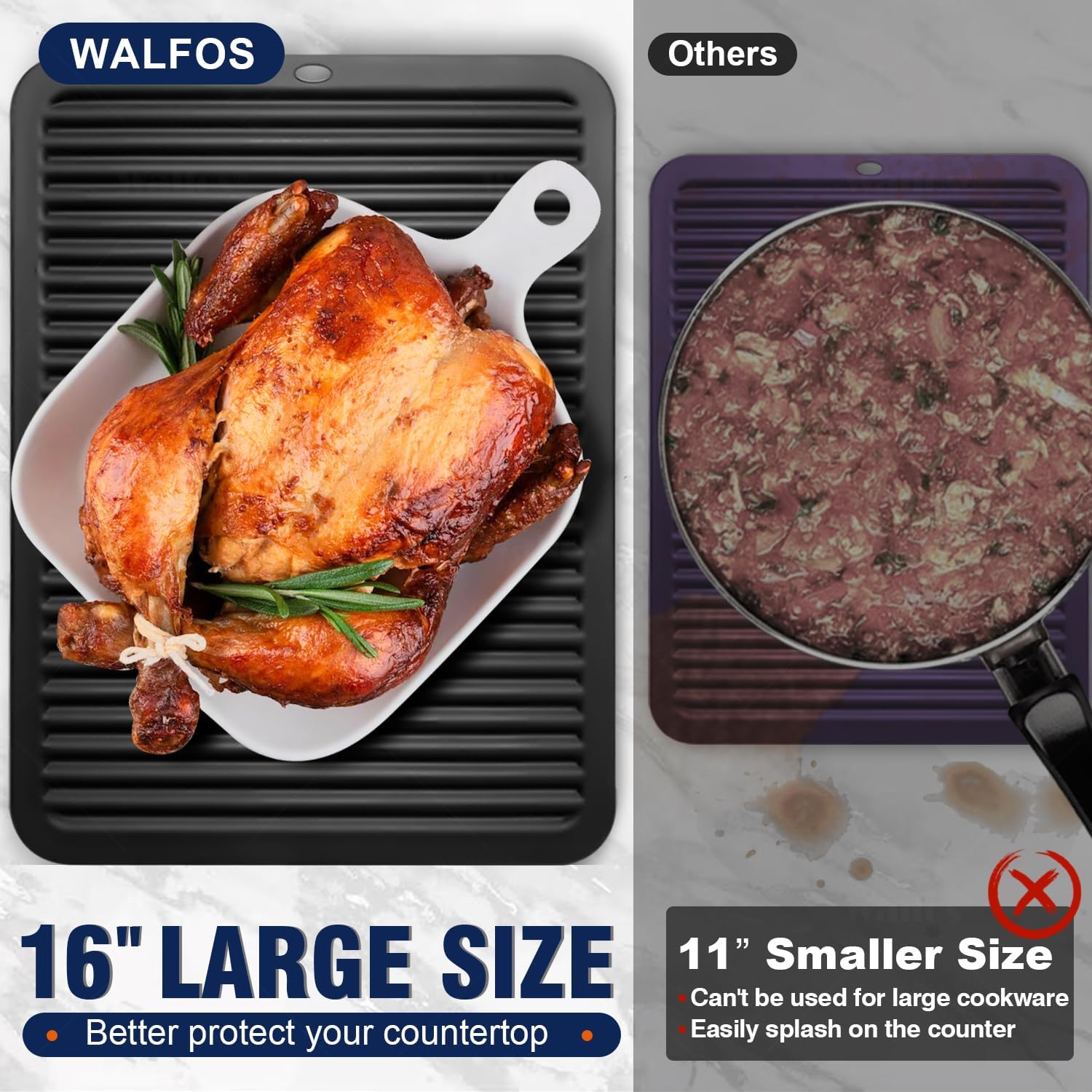 Walfos Large Silicone Trivet 16x12 Inch, Trivets for Hot Pots and Pans, Heat Resistant Pot Holders Hot Pads for Kitchen