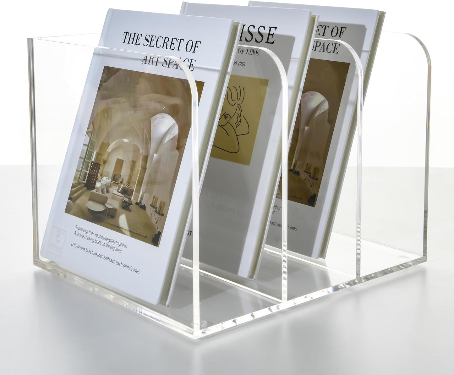 3 Vertical Compartments Clear Acrylic Magazine & File Holder – Multipurpose Desk Organizer for Documents, Tablets