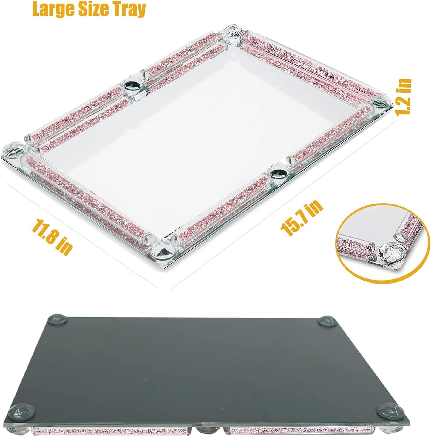 Large Glass Tray / Rose A / 15.7 x 11.8