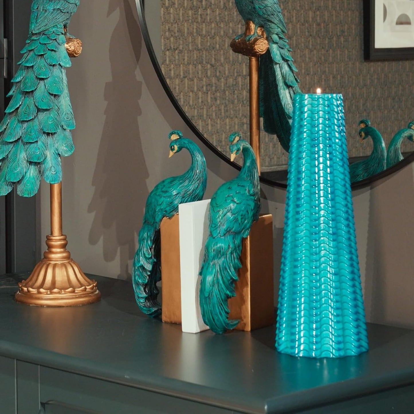 Resin Peacock Non-Skid Decorative Bookends Bird Bookends Modern / Peacock Bookends / Set of 2