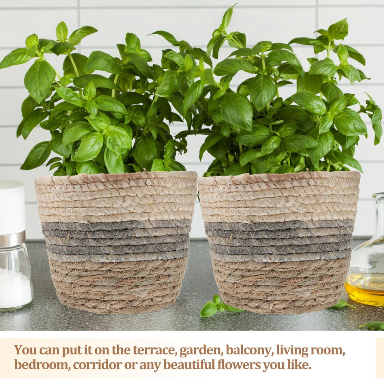 Woven Planter Covers / 7 x 6 / Set of 2
