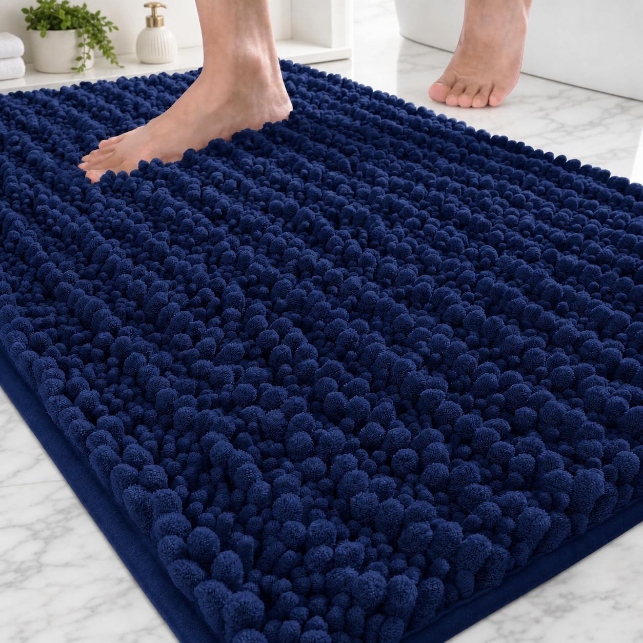 OLANLY Toilet Rugs U-Shaped 20x20, Soft Absorbent Chenille Contour Rugs