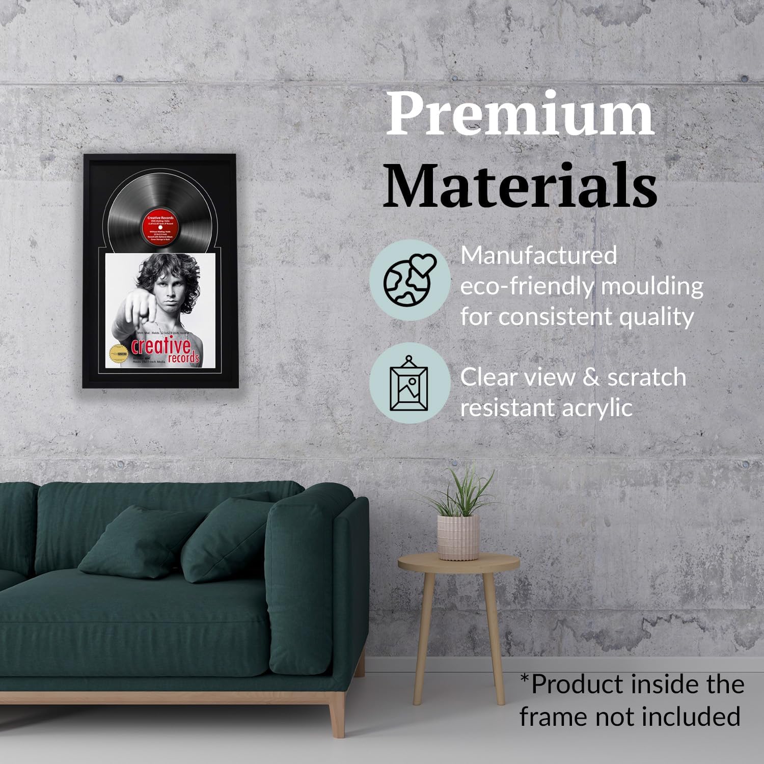 16" x 24" Jukebox Vinyl Frame Display with Double Matting, LP Record Album Frame for Wall Decor, Black/Black, 1 Count
