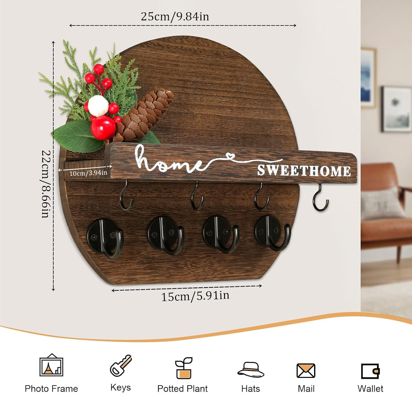Key Holder / Key Holder Wall Mount / Brown