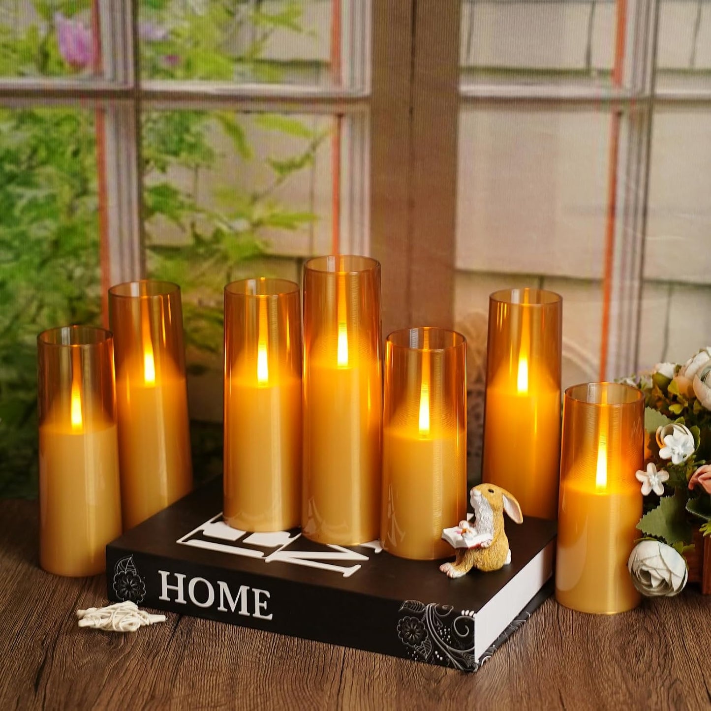 kakoya Flameless LED Candles Upgraded Realistic Flickering Flame,7Pcs Battery Operated Candles with Remote Timers,LED