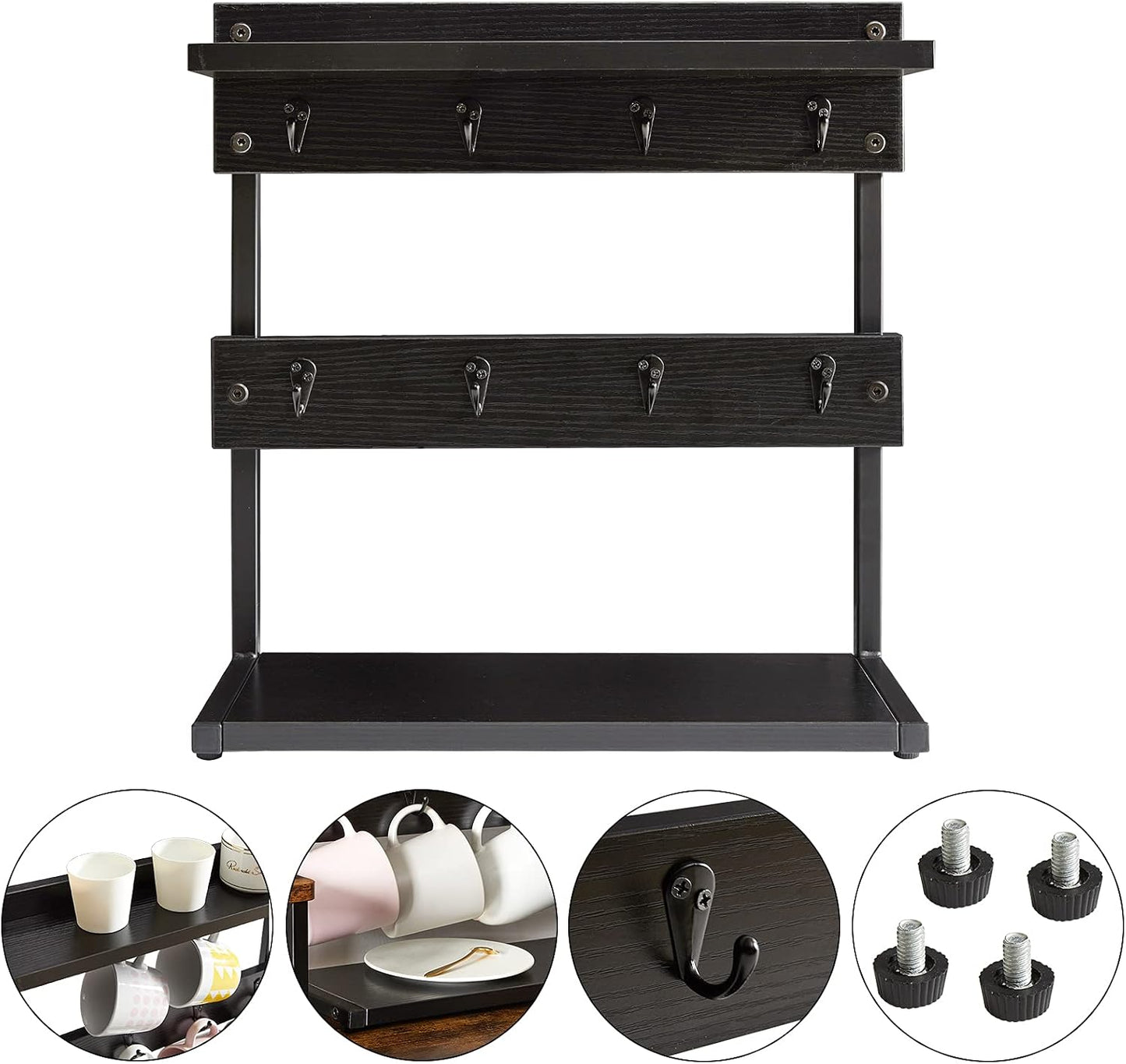 IBUYKE Countertop Mug Tree,Coffee Mug Cup Holder,Black TBJ002B | Coffee Cup Holder Mug Display Organizer Mug Holders