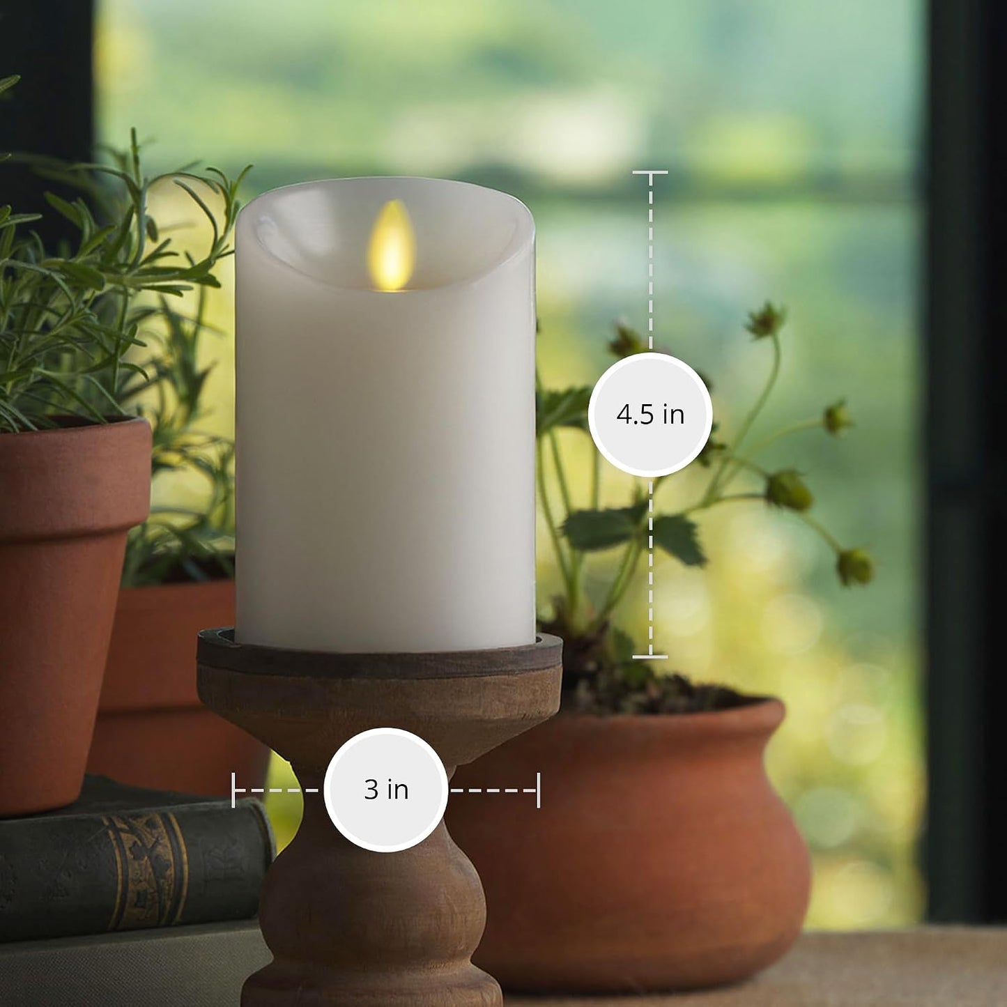 Luminara - Flameless LED Battery Operated Flickering Pillar Candles - White - Pack of 1-3x4.5 - Realistic Moving Flame
