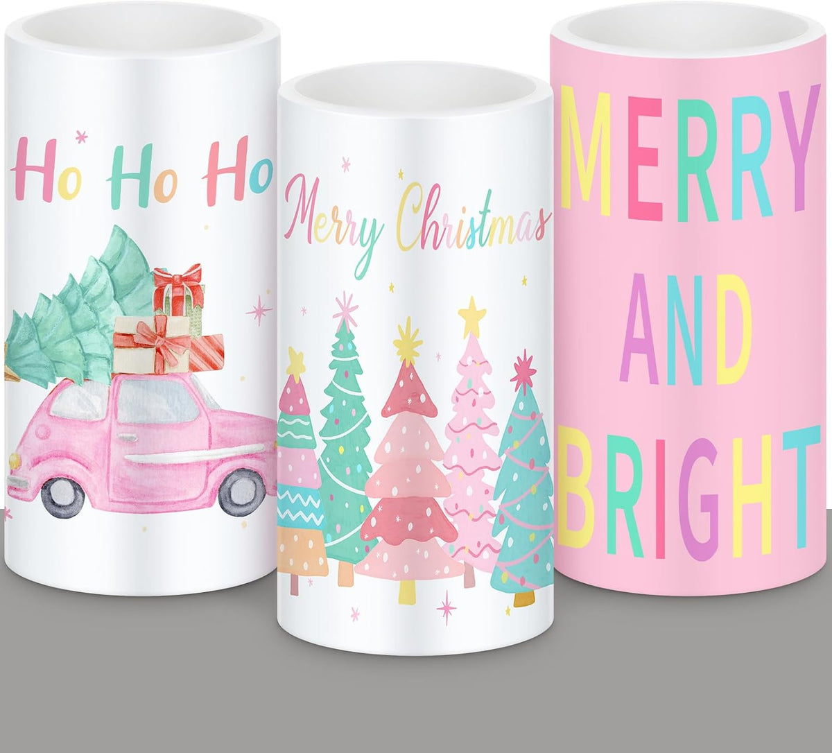 Retisee 3 Pcs Pastel Christmas Flameless LED Candles with Remote