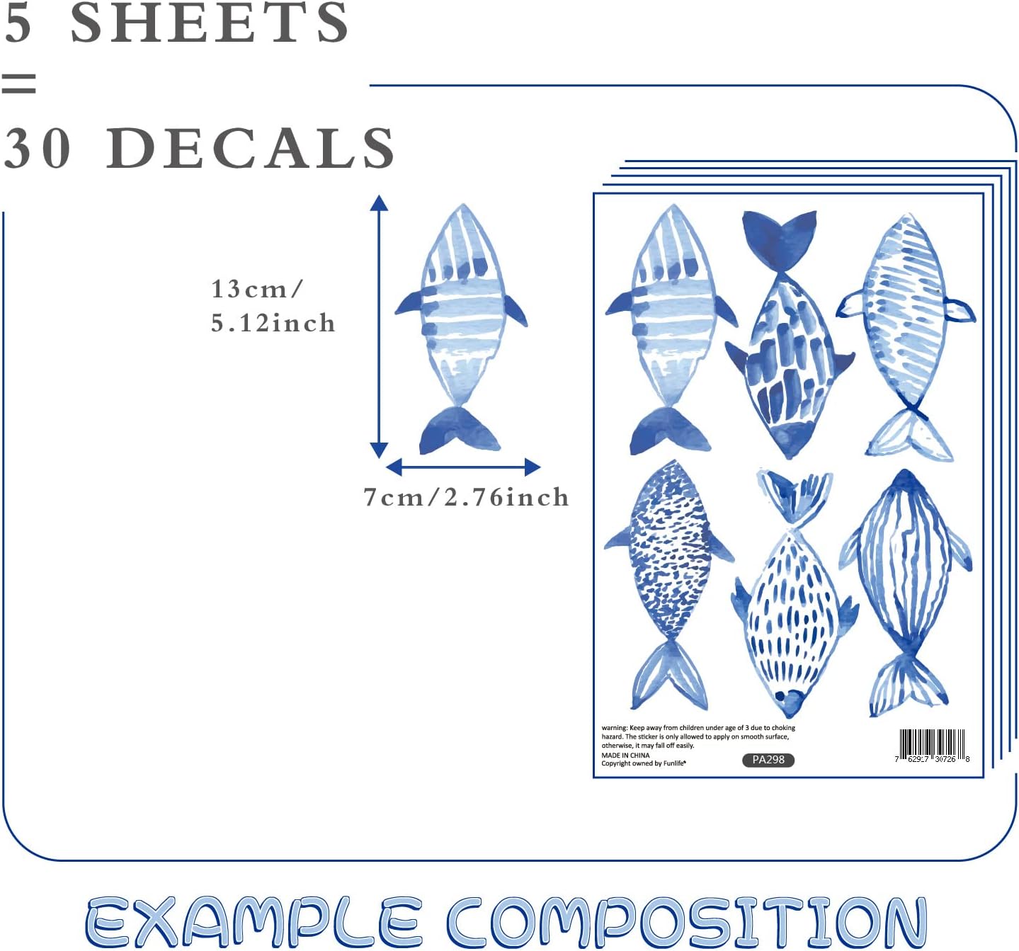 Under The Sea Wall Decals Peel and Stick / Blue Fish