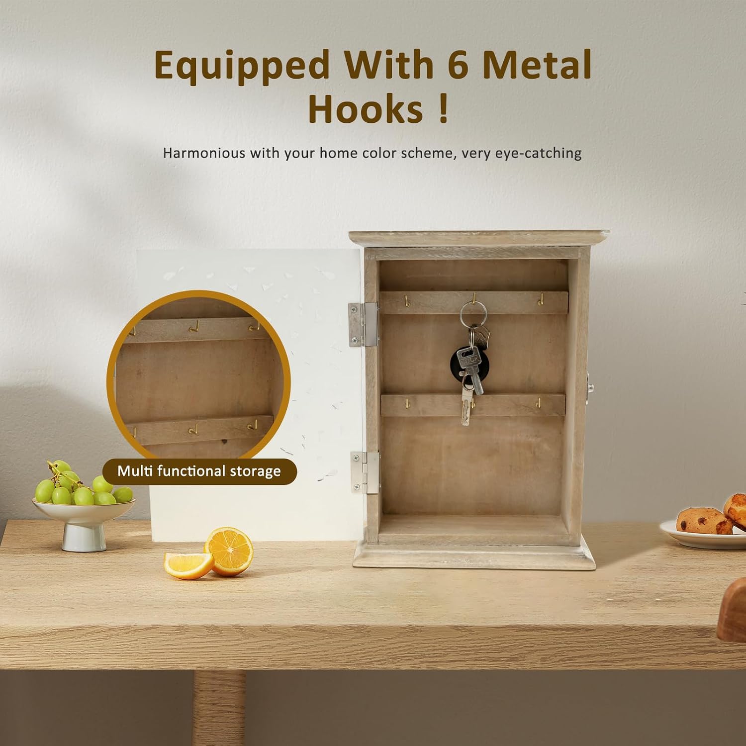 6 Hooks / Decorative Minimalist Key Holder