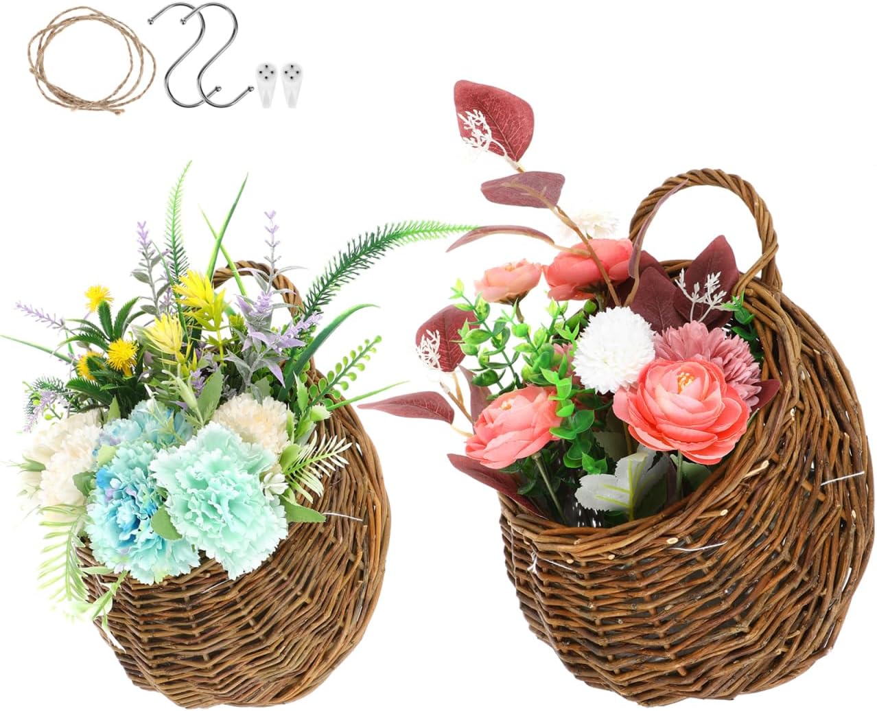 Wicker Wall Hanging Planter Set / Set of 2