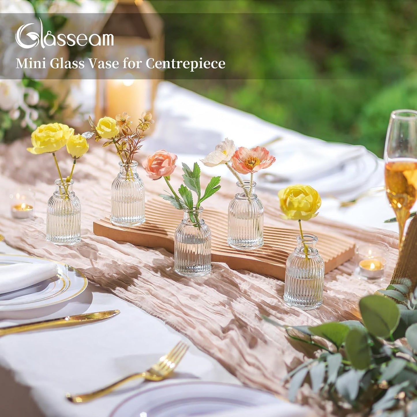 Glass Bud Vases for Centerpieces / Height: 3.7 / Clear / Set of 12