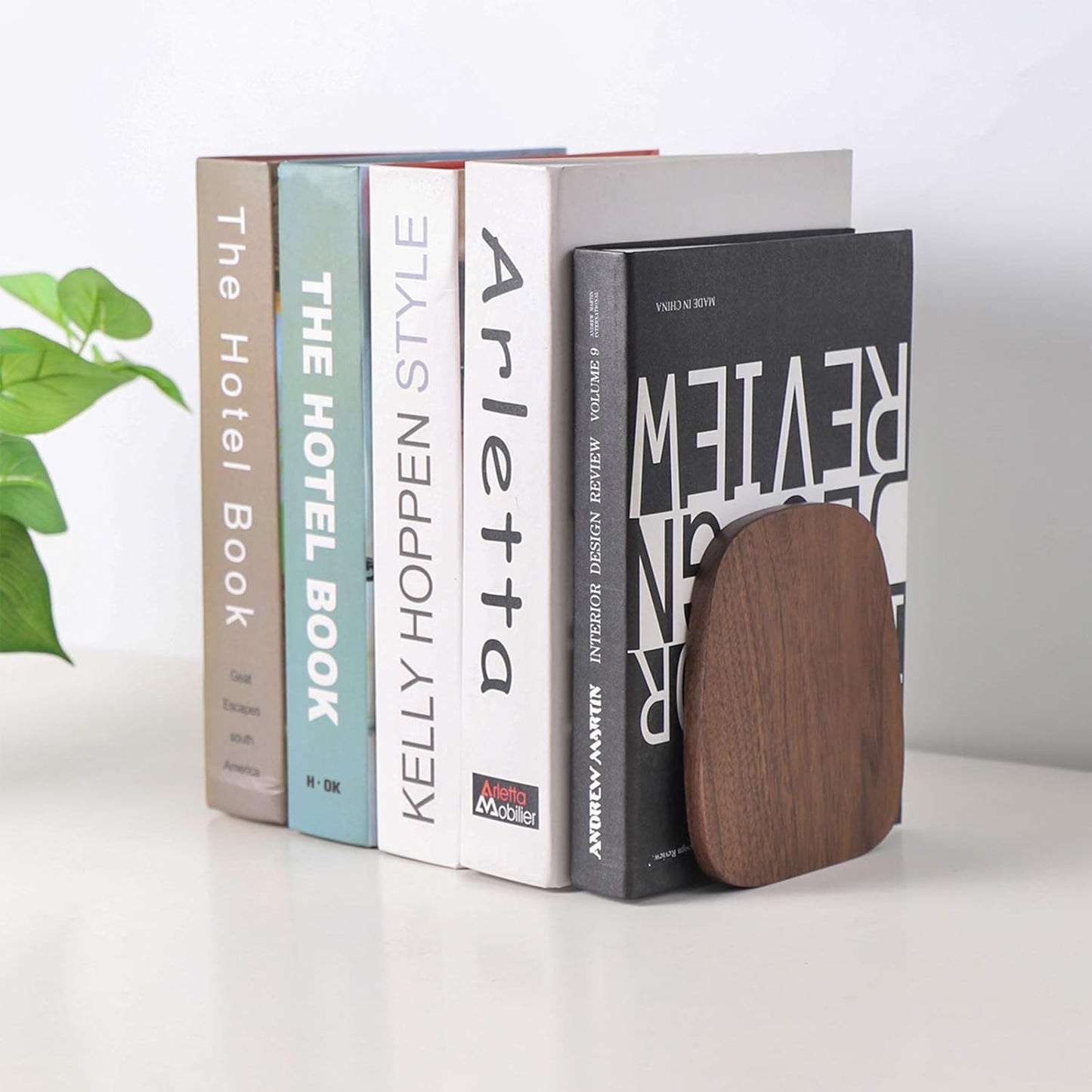 Wooden Book Stopper / Oval / Walnut-1 Pair